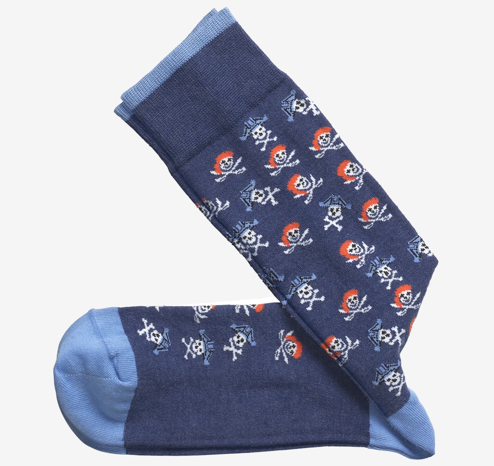 Socks^Johnston & Murphy Novelty Socks NavyPirateSkull