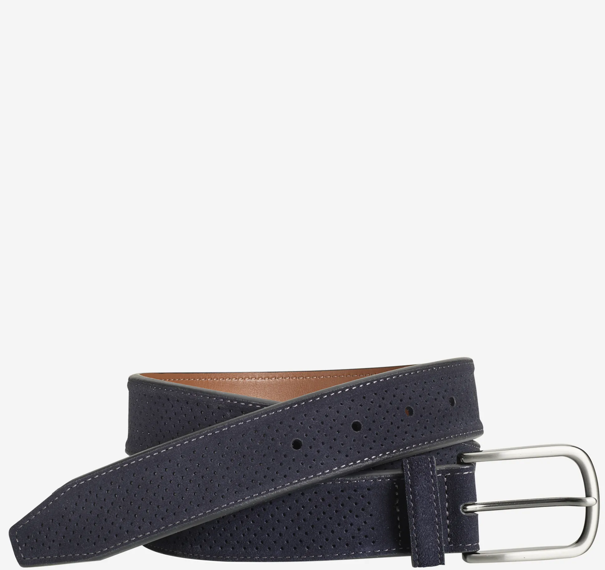 Belts^Johnston & Murphy Perfed Suede Belt Navy