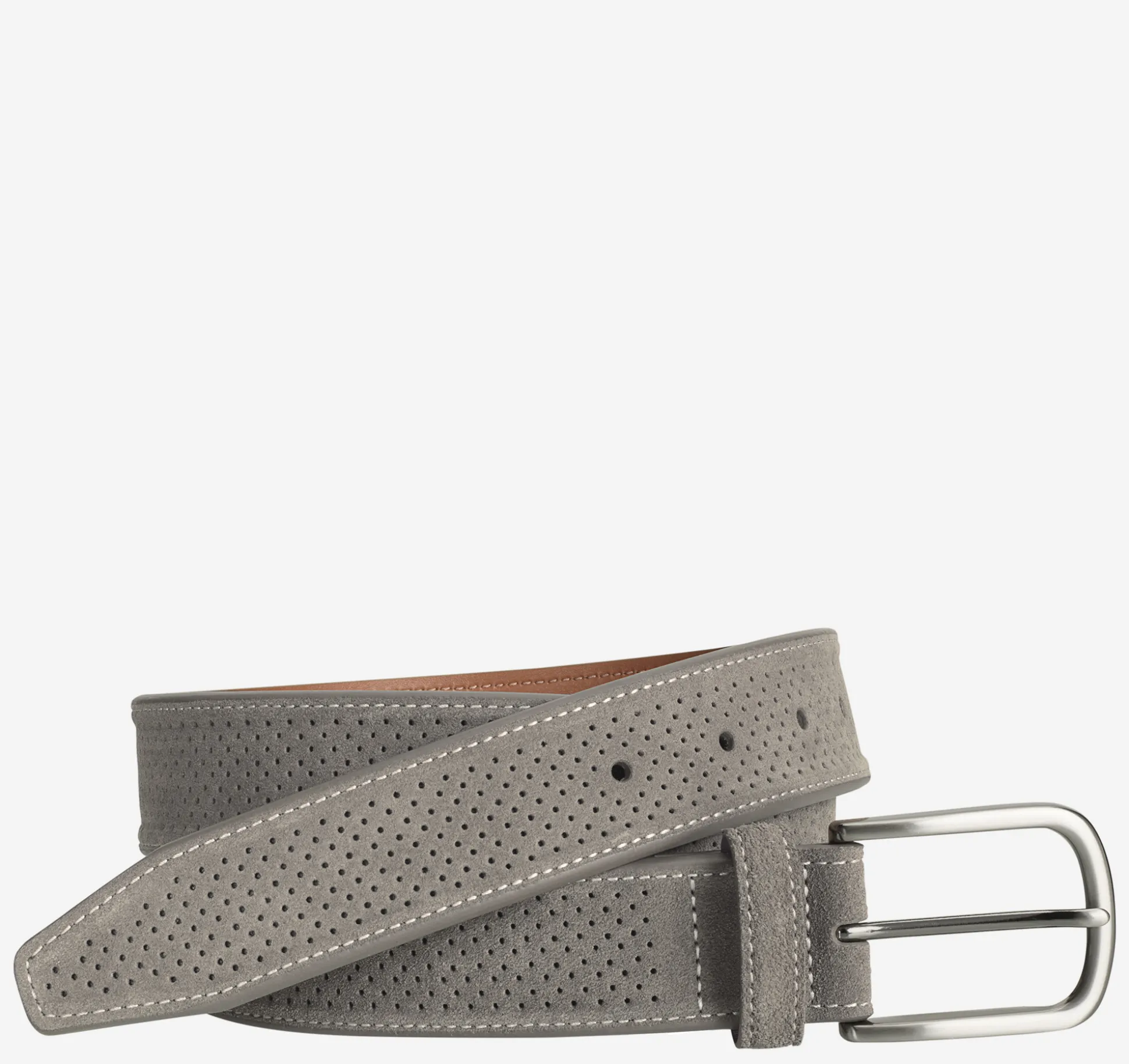 Belts^Johnston & Murphy Perfed Suede Belt Gray