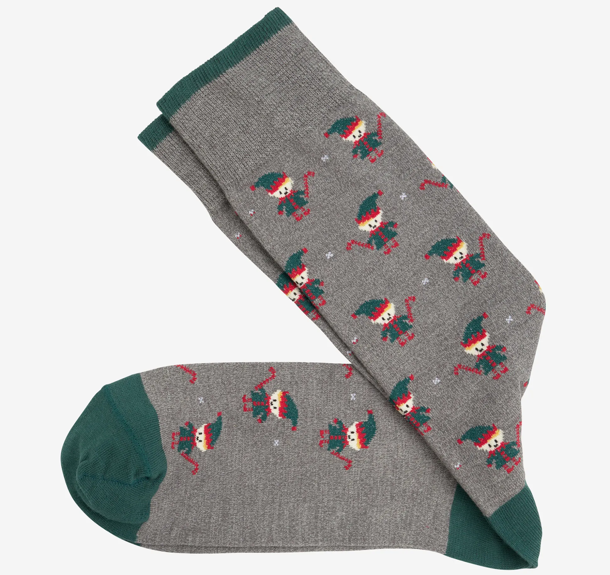 Socks^Johnston & Murphy Pima Cotton Holiday-Themed Socks GrayHolidayElves