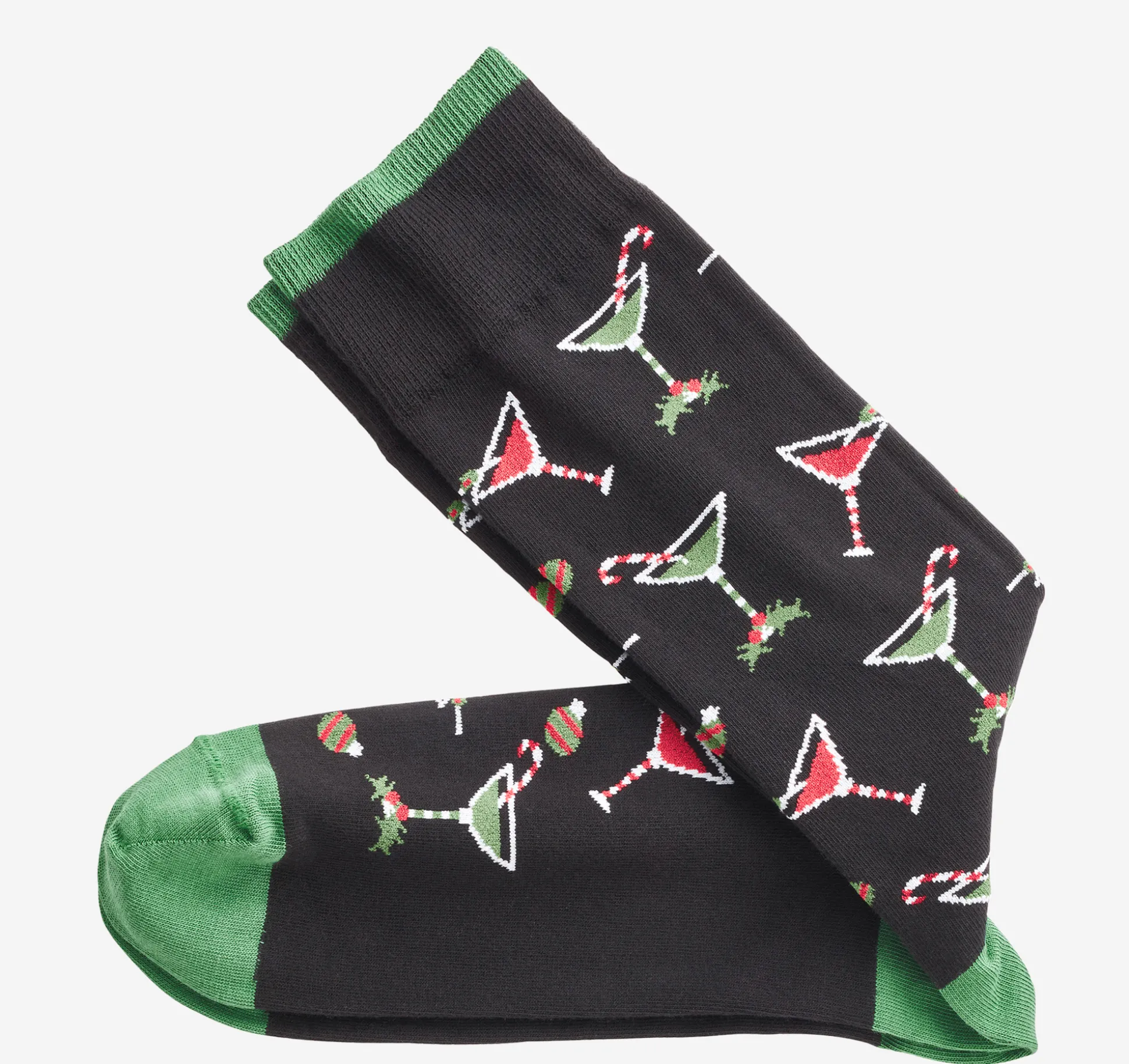 Socks^Johnston & Murphy Pima Cotton Holiday-Themed Socks BlackHolidayMartinis