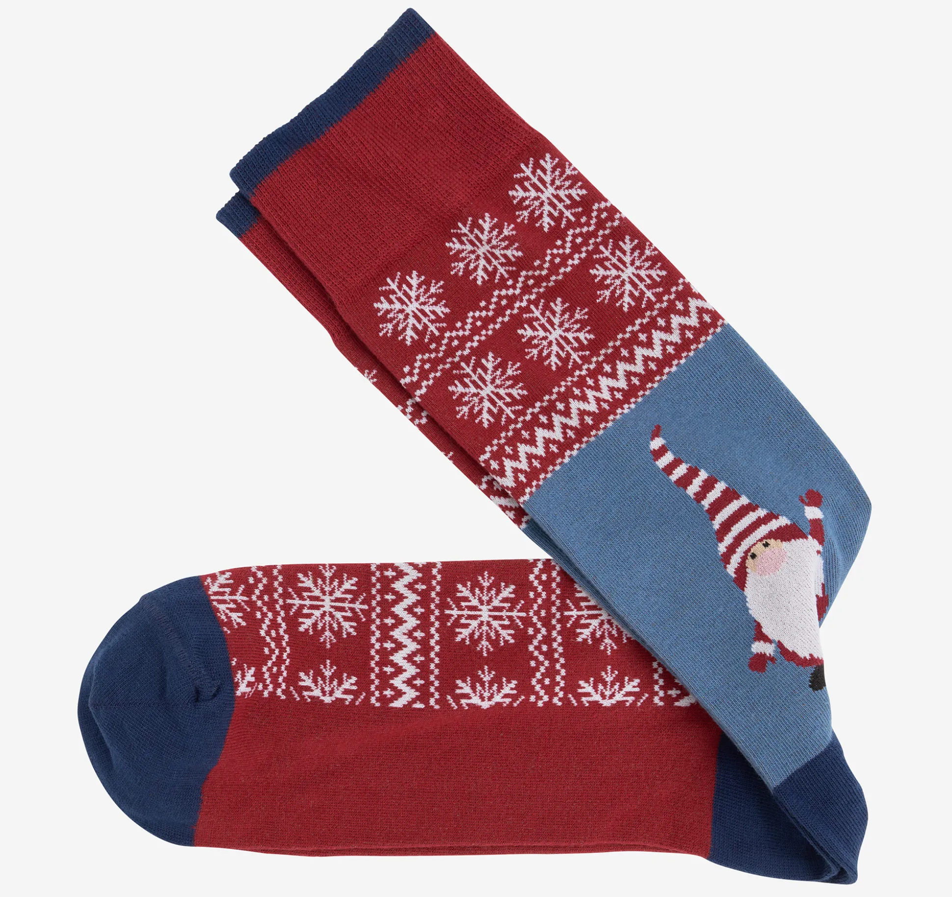 Socks^Johnston & Murphy Pima Cotton Holiday-Themed Socks RedMultiSantaGnome