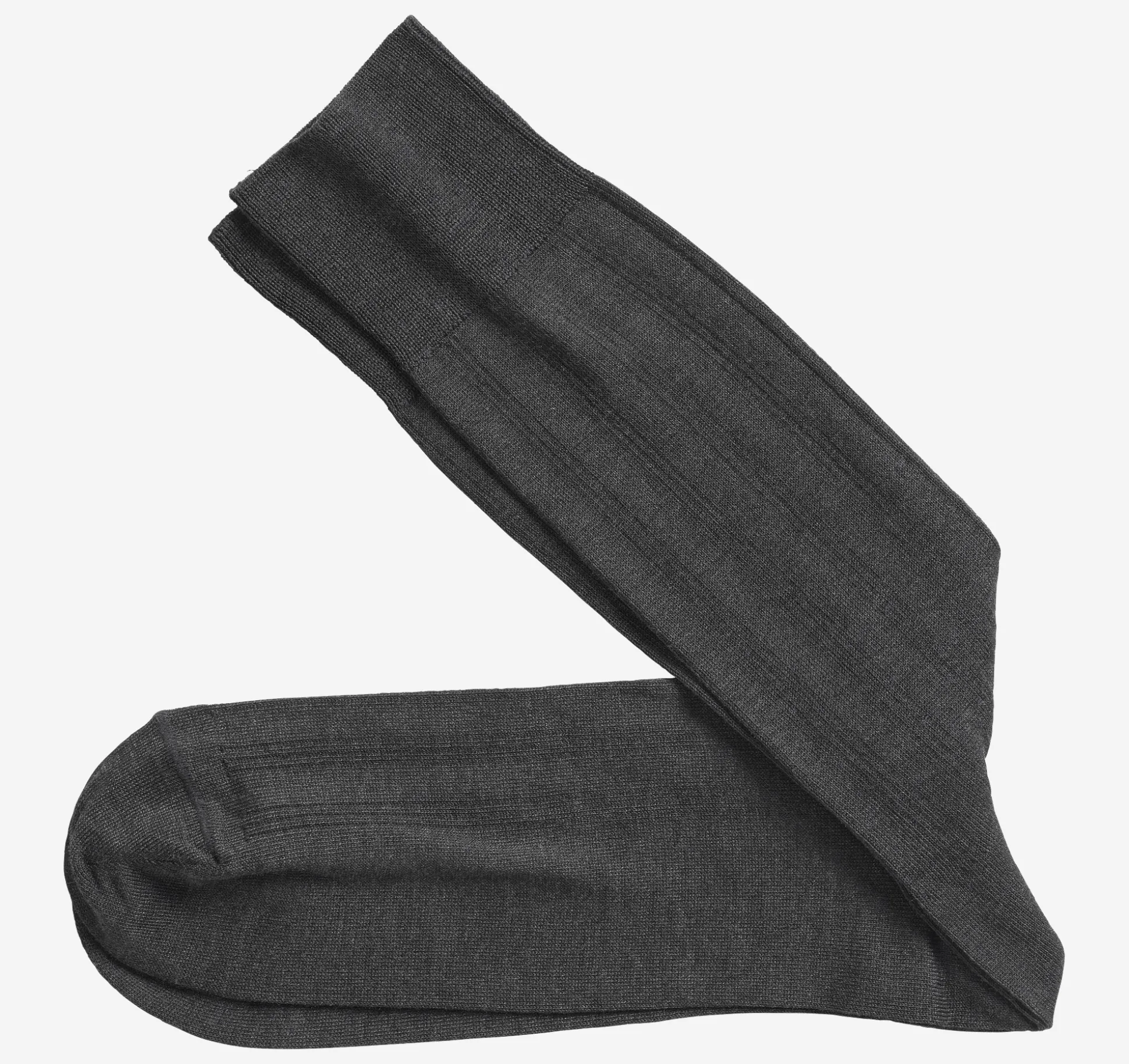 Socks^Johnston & Murphy Pima Cotton Ribbed Socks Charcoal