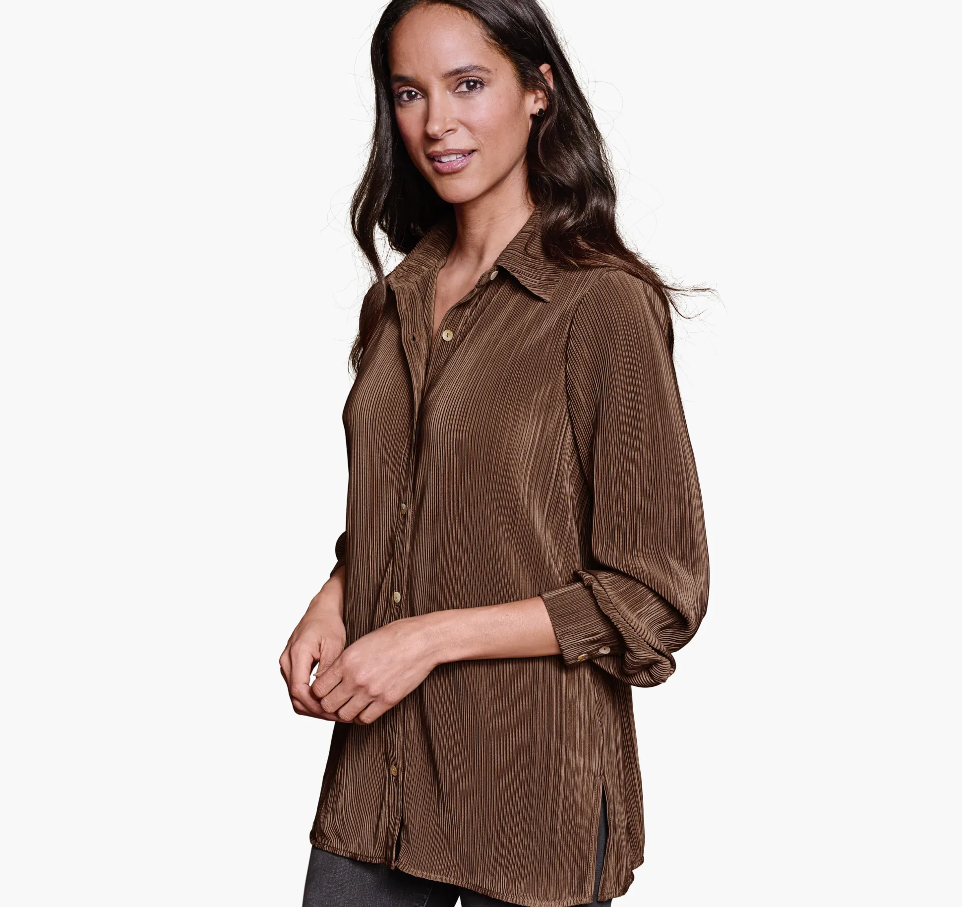 Shirts, Sweaters & Blazers^Johnston & Murphy Pleated Button-Front Shirt Brown