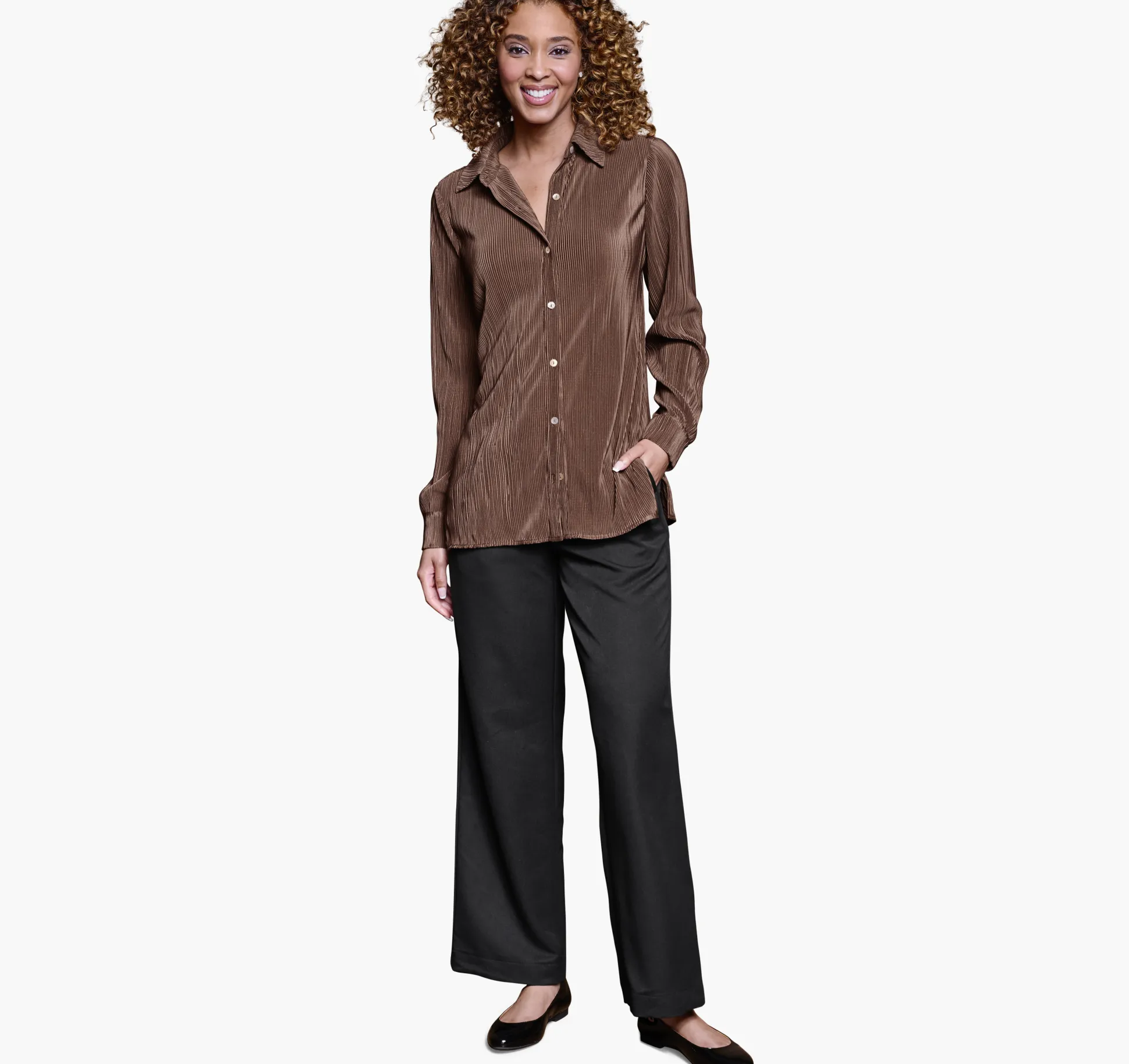 Shirts, Sweaters & Blazers^Johnston & Murphy Pleated Button-Front Shirt Brown