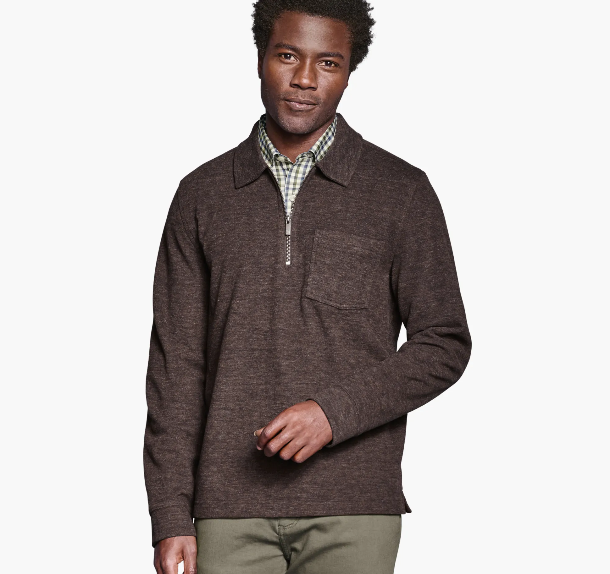 Sweaters & Knits^Johnston & Murphy Point Collar Quarter-Zip Brown