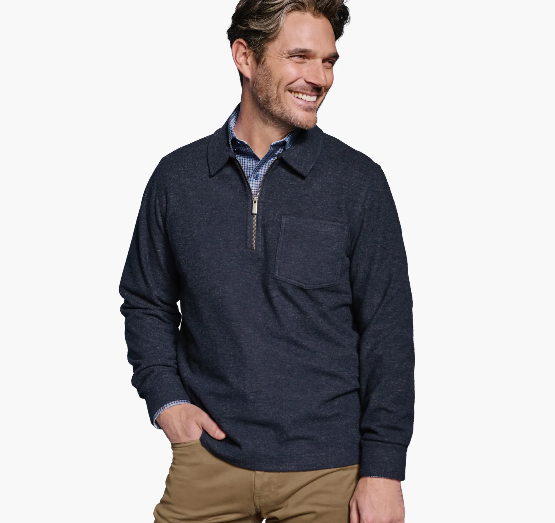 Sweaters & Knits^Johnston & Murphy Point Collar Quarter-Zip Navy