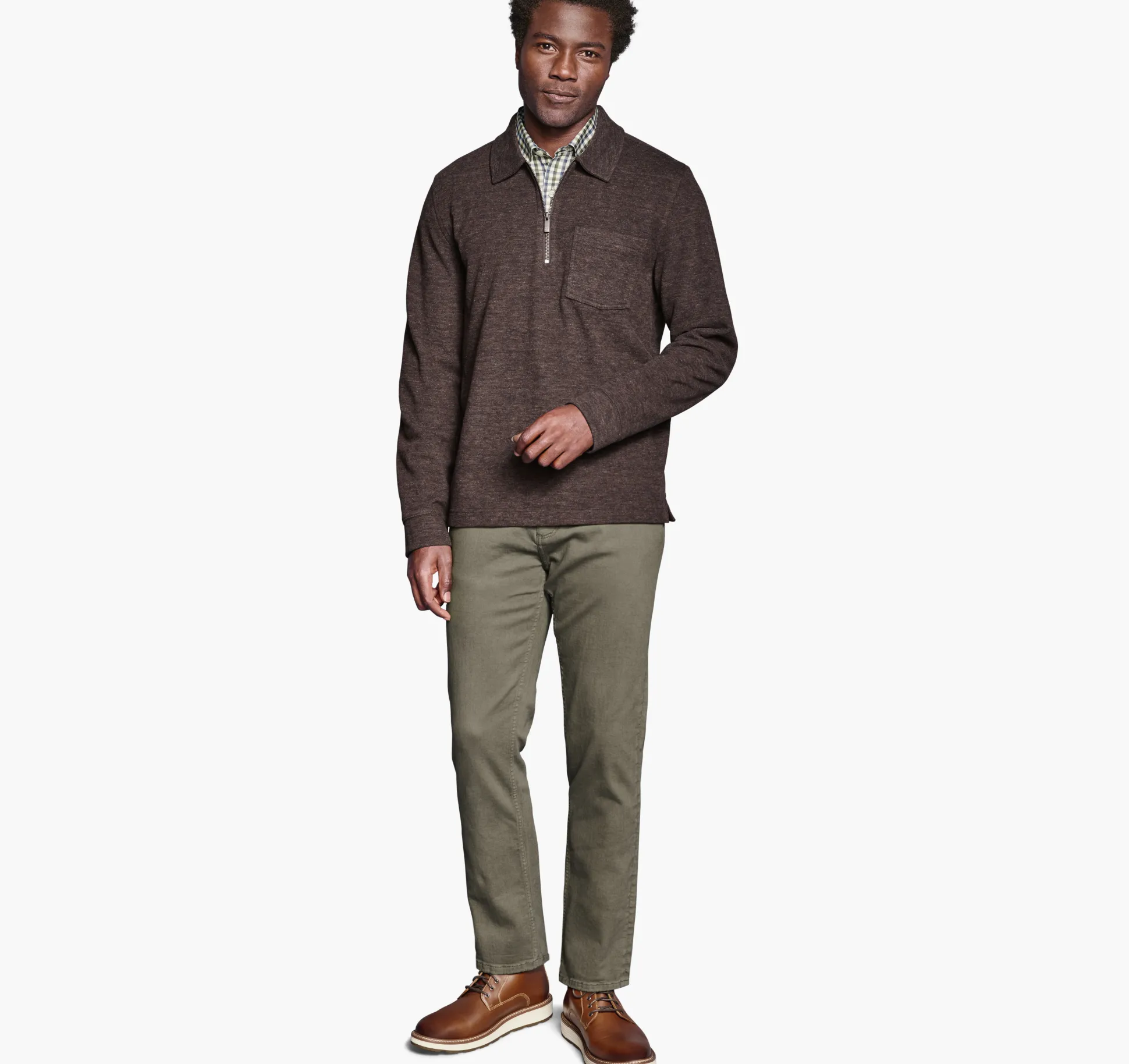 Sweaters & Knits^Johnston & Murphy Point Collar Quarter-Zip Brown