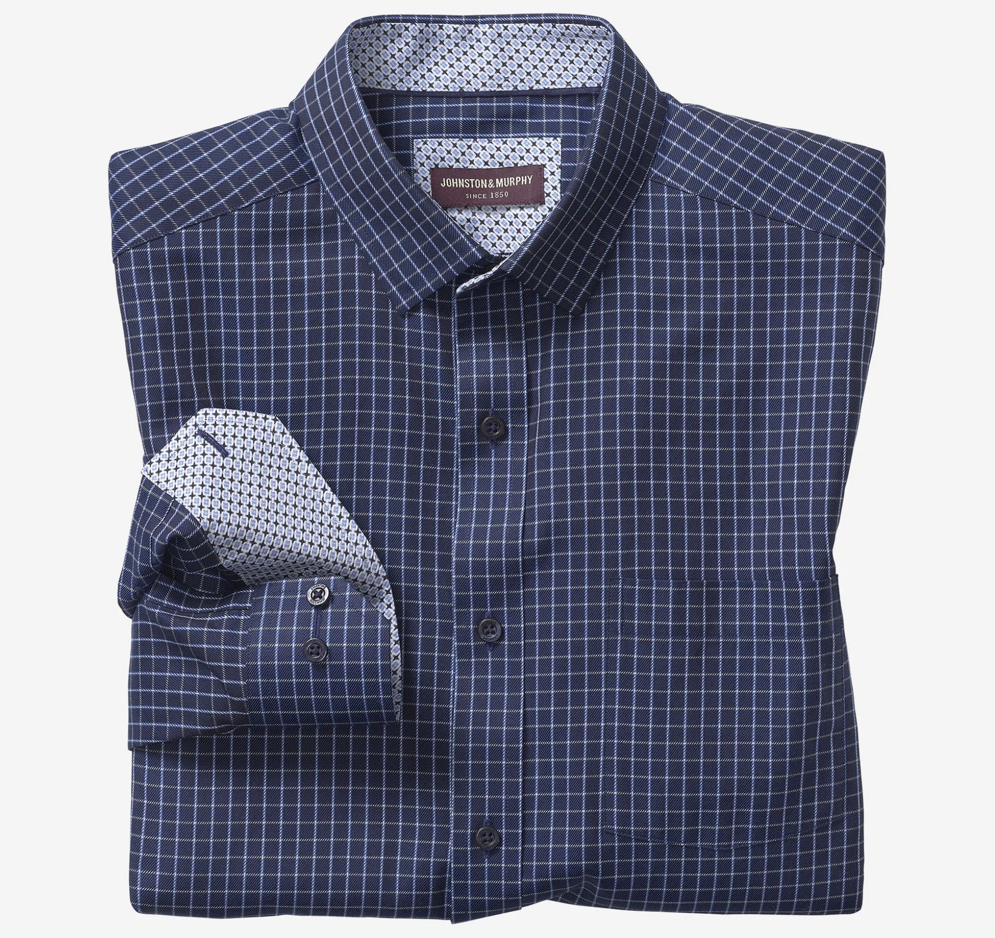 Shirts^Johnston & Murphy Premium Cotton Shirts NavyTwillWindowpane
