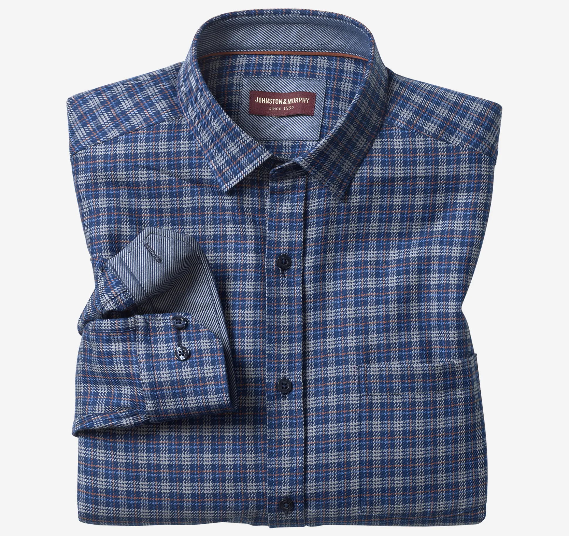 Shirts^Johnston & Murphy Premium Cotton Shirts Navy/GrayTripleGrid
