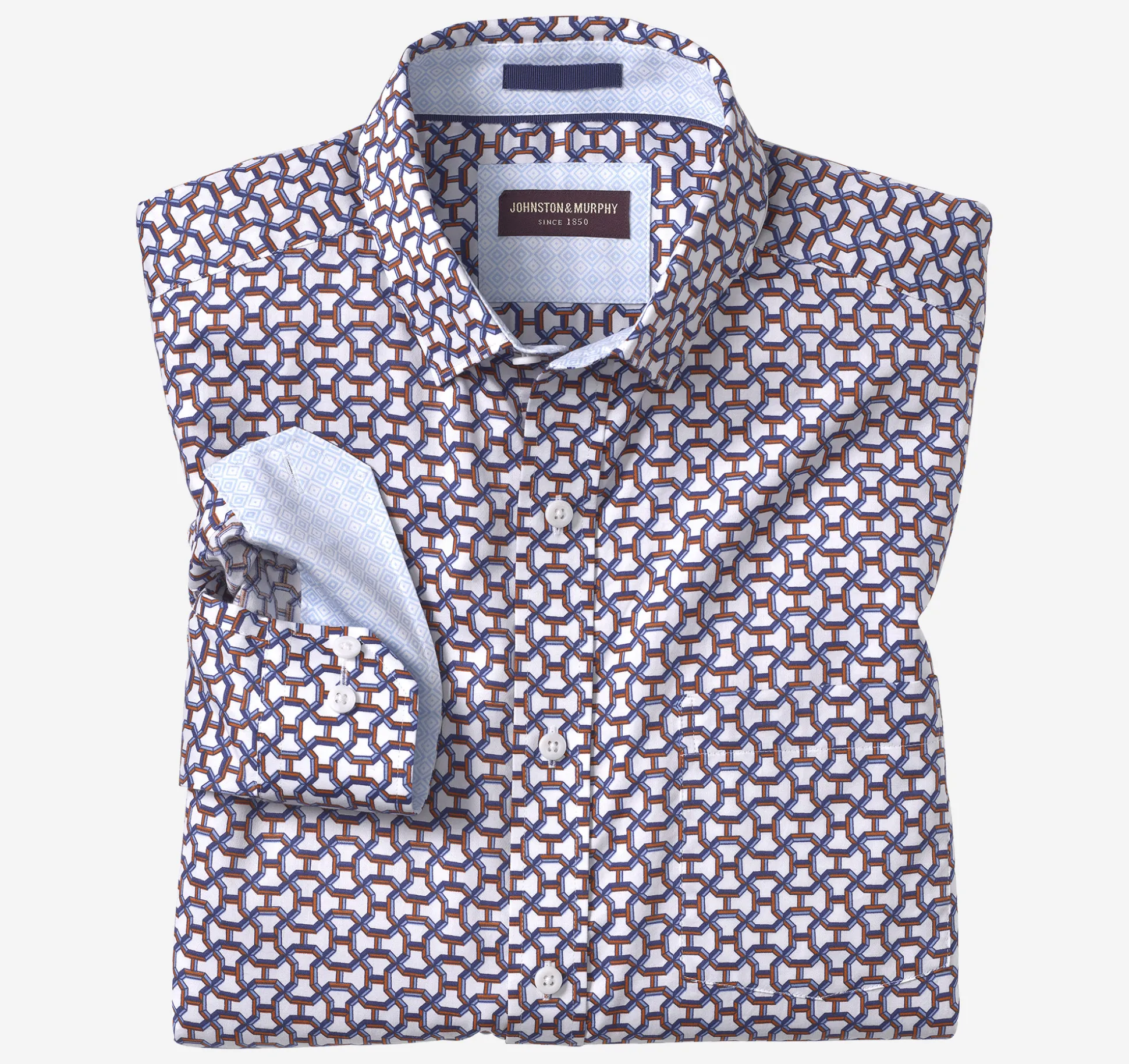 Shirts^Johnston & Murphy Printed Cotton Shirt OrangeTunnelMaze