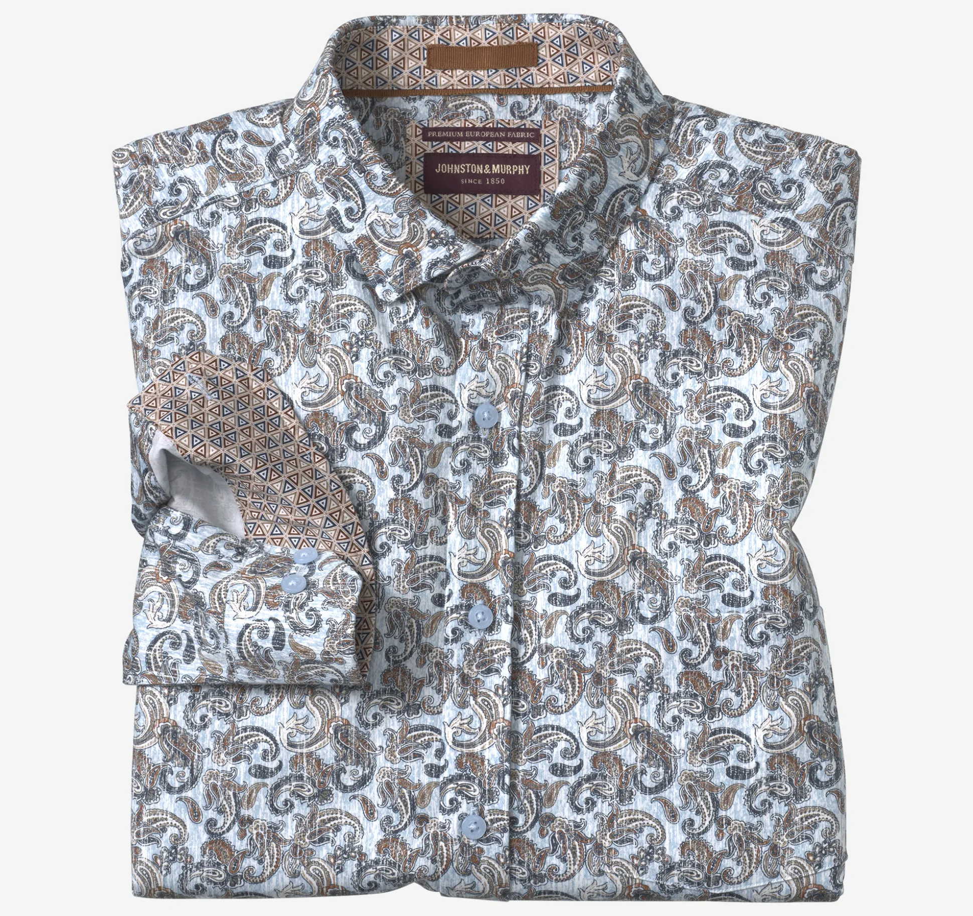 Shirts^Johnston & Murphy Printed Cotton Shirt Blue/MultiPaisley