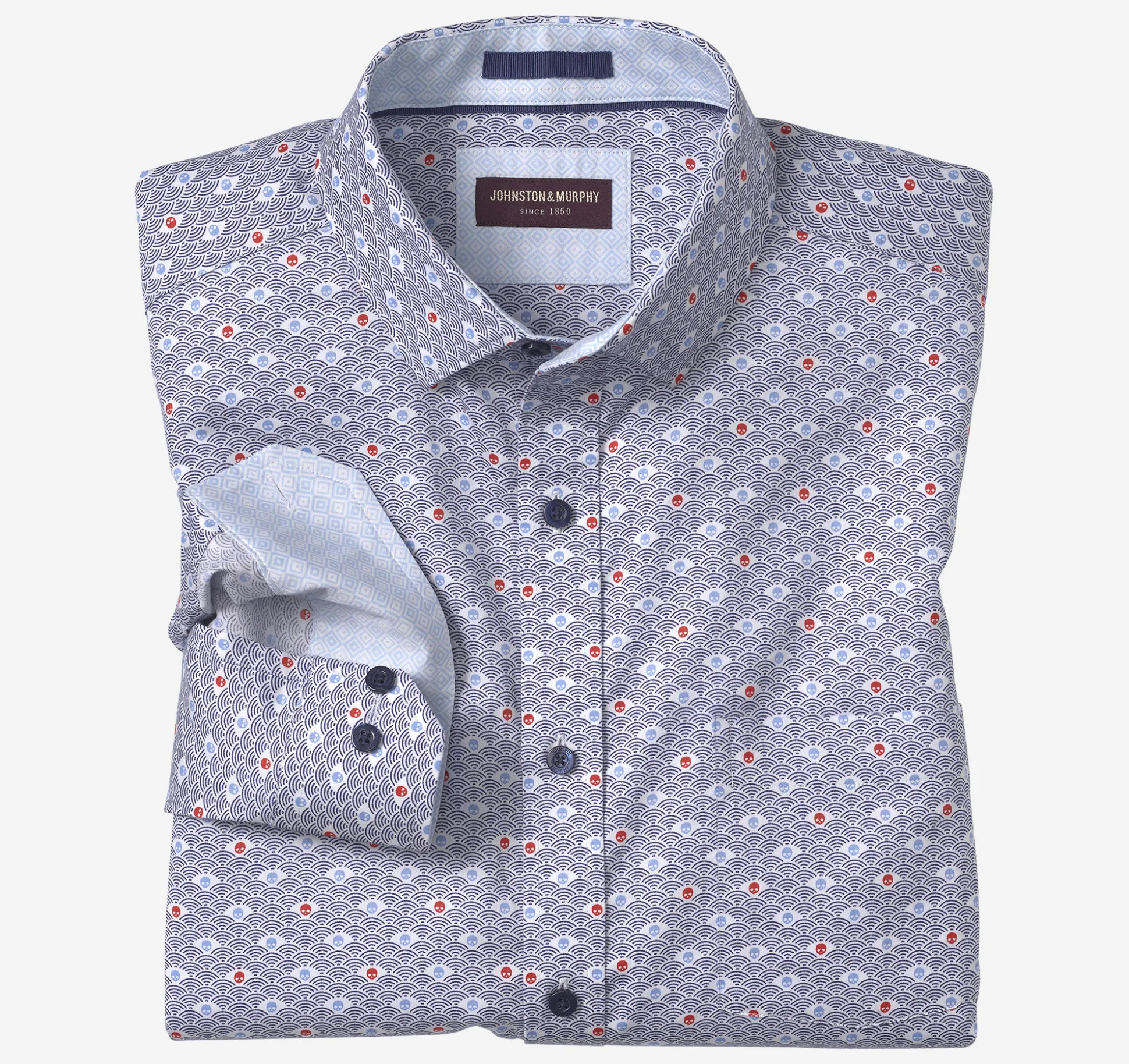 Shirts^Johnston & Murphy Printed Cotton Shirt RisingSkullPrint