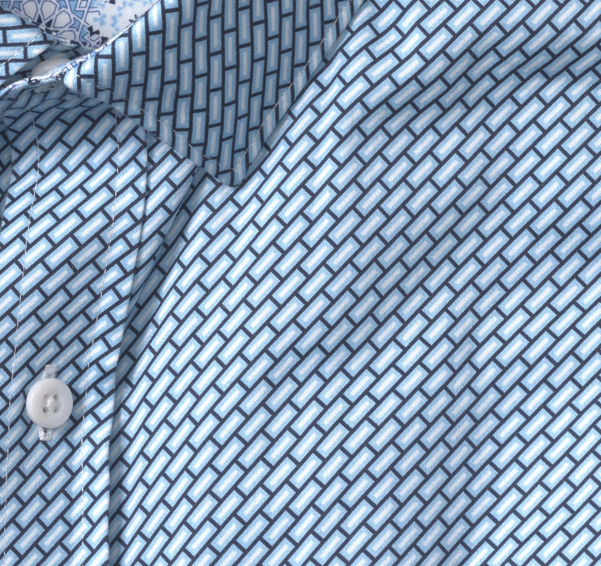 Shirts^Johnston & Murphy Printed Cotton Shirt BlueBar