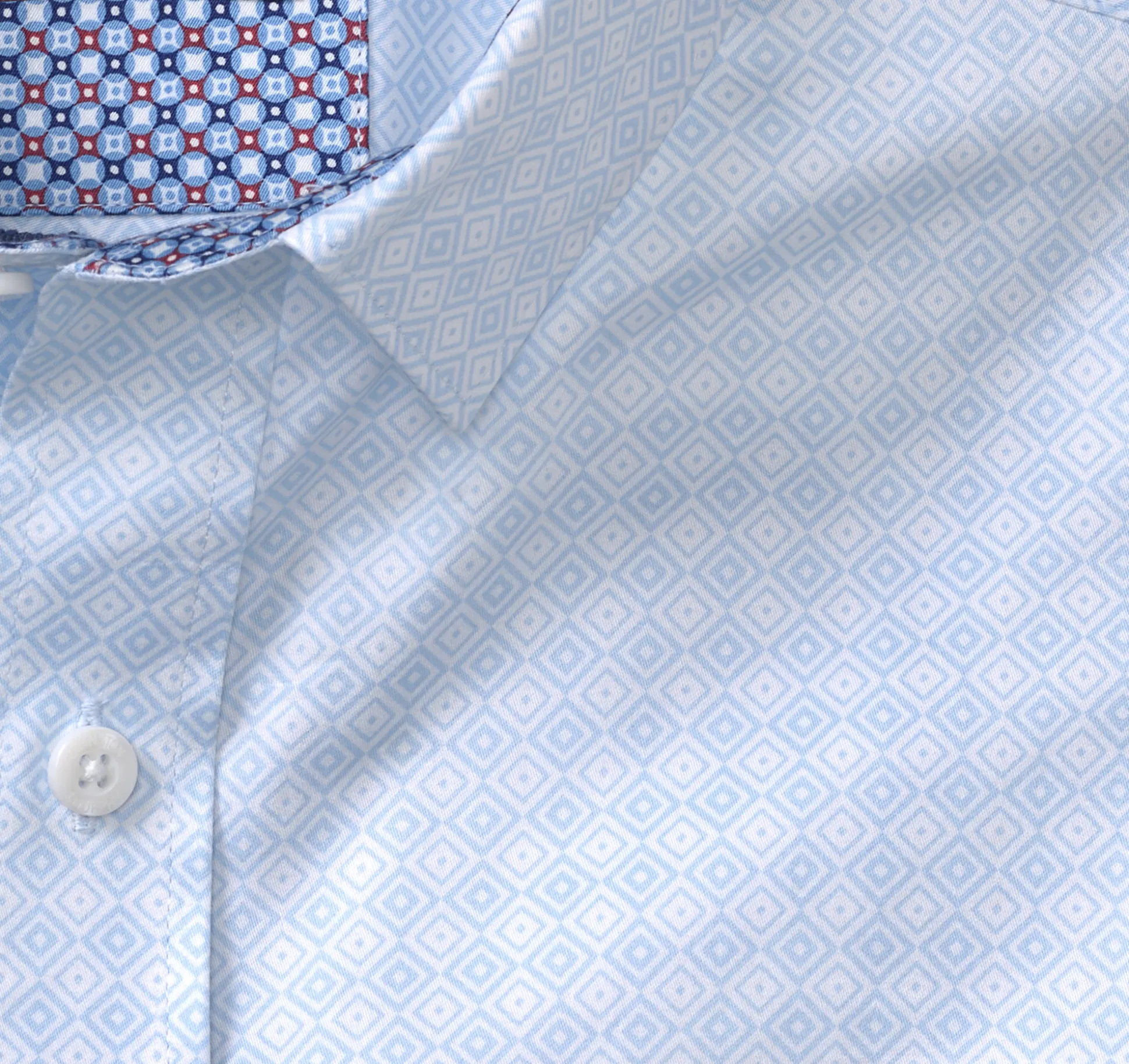 Shirts^Johnston & Murphy Printed Cotton Shirt BlueDiamond