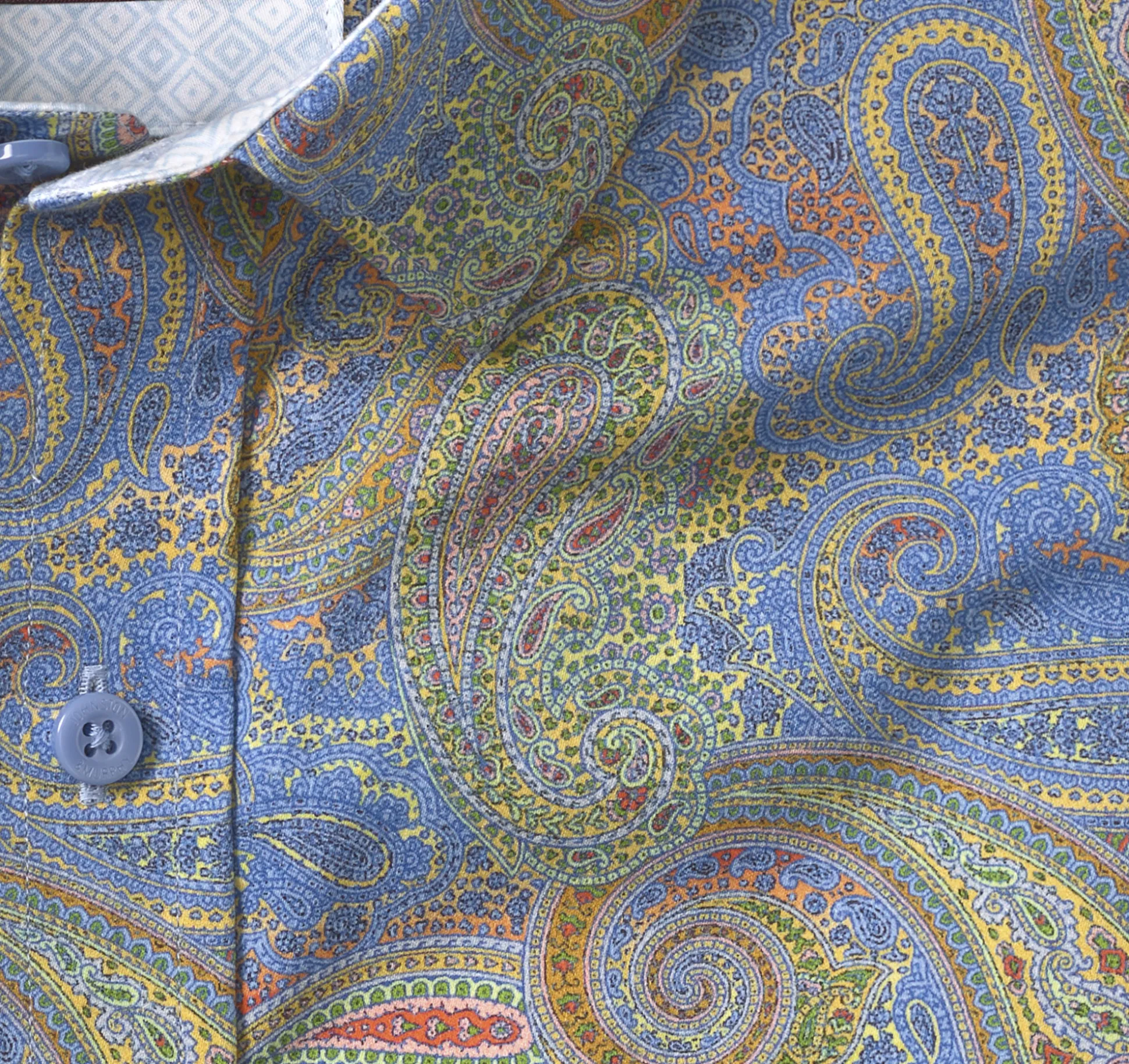 Shirts^Johnston & Murphy Printed Cotton Shirt BlueLargePaisley