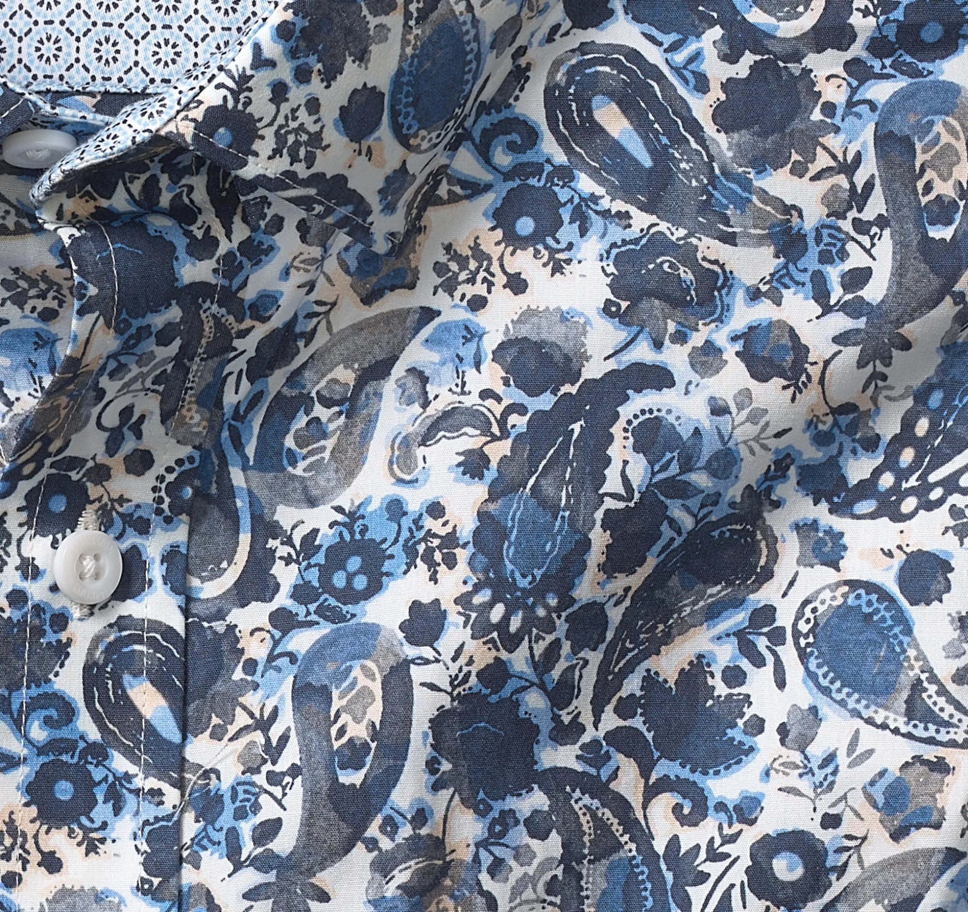 Shirts^Johnston & Murphy Printed Cotton Shirt BlueWatercolorPaisley