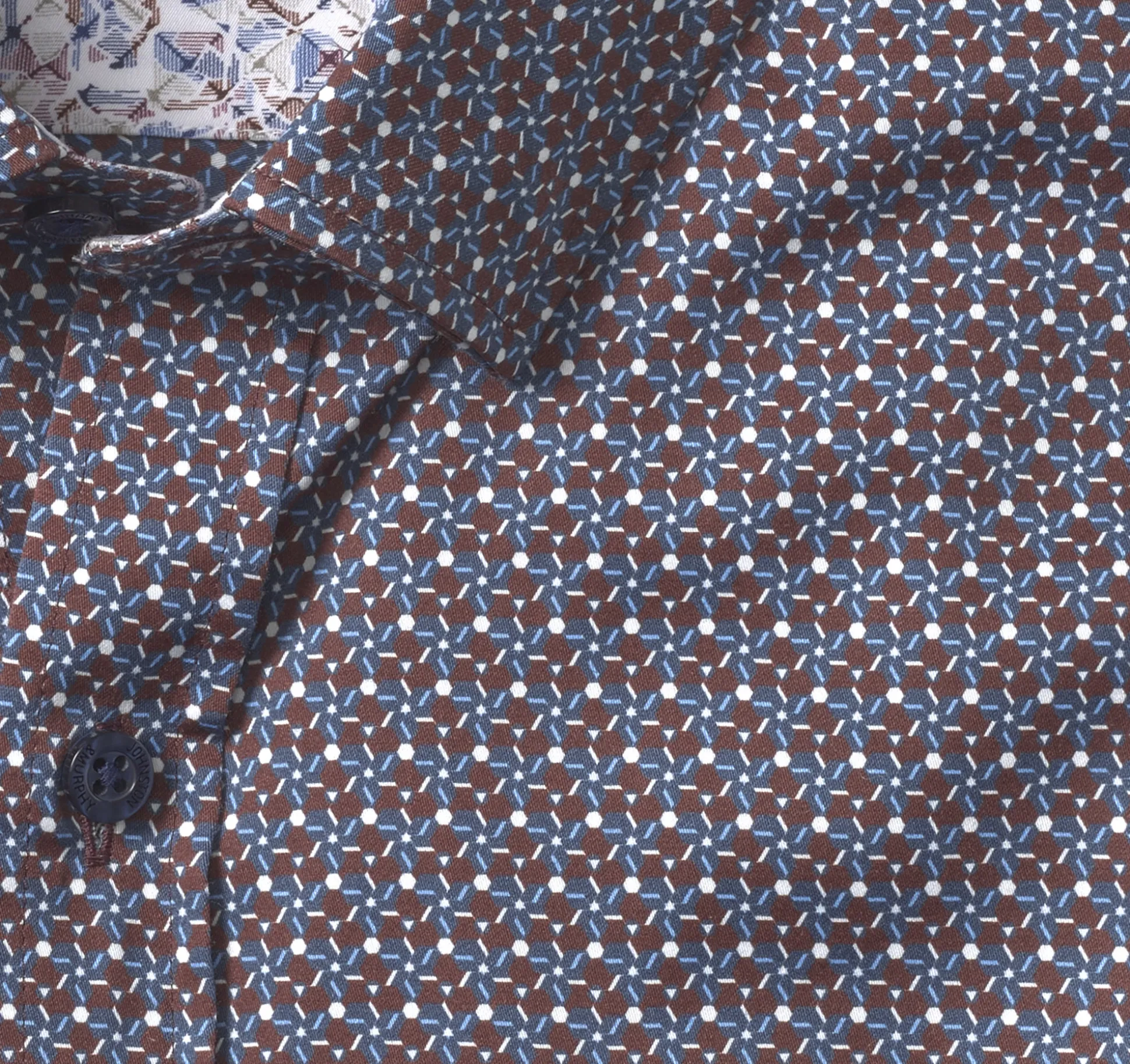 Shirts^Johnston & Murphy Printed Cotton Shirt BurgundyHexagonCluster
