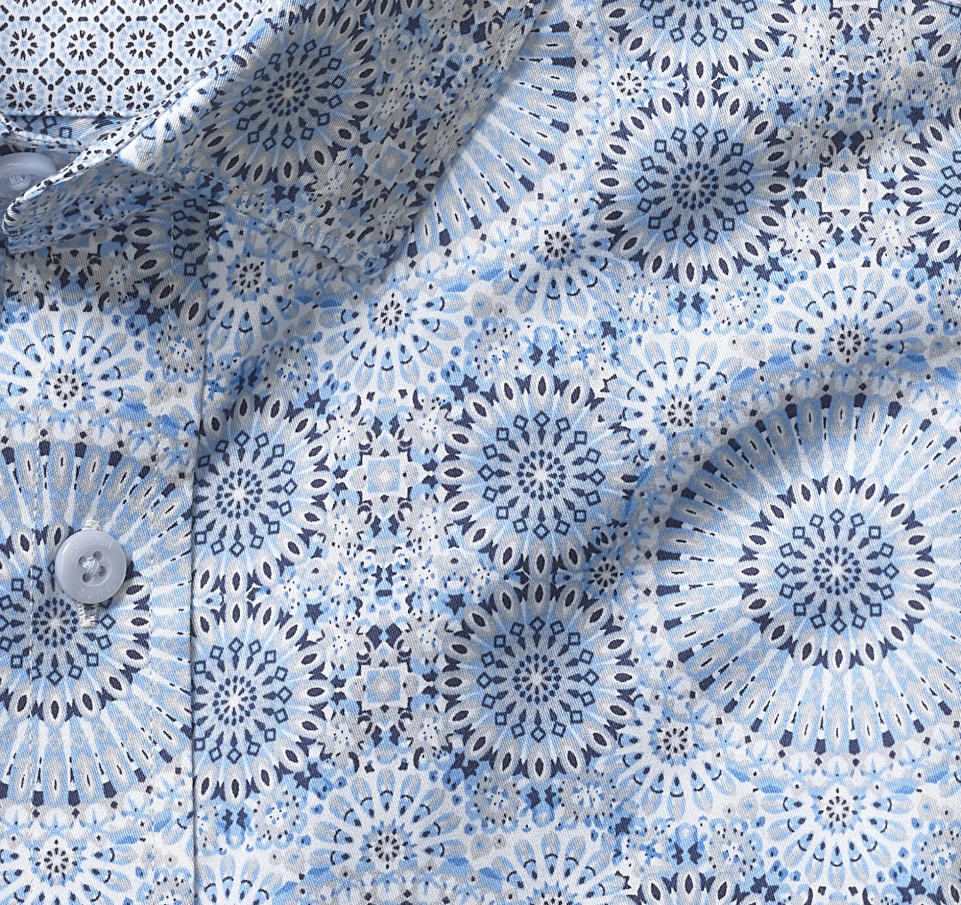 Shirts^Johnston & Murphy Printed Cotton Shirt BlueKaleidoscope