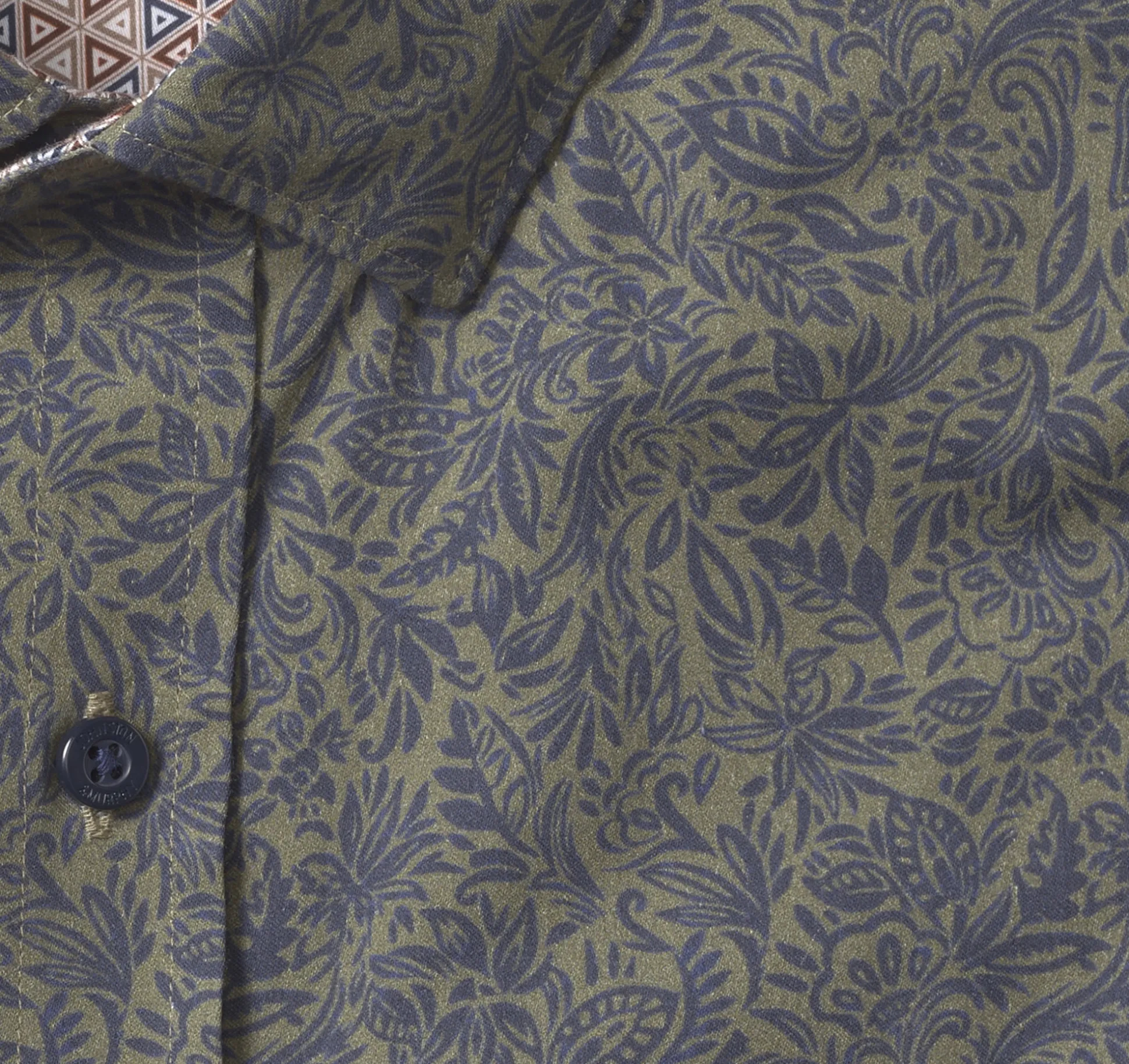 Shirts^Johnston & Murphy Printed Cotton Shirt OliveFoliage