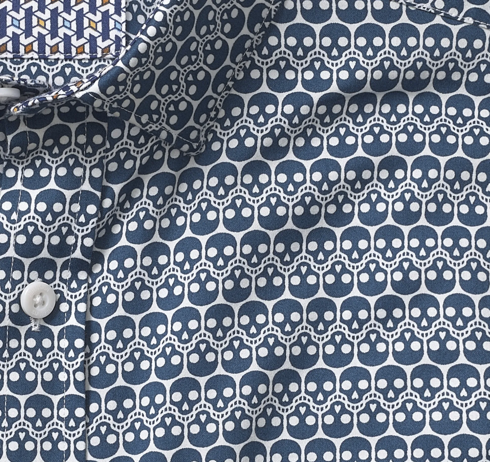 Shirts^Johnston & Murphy Printed Cotton Shirt NavyRepeatingSkull