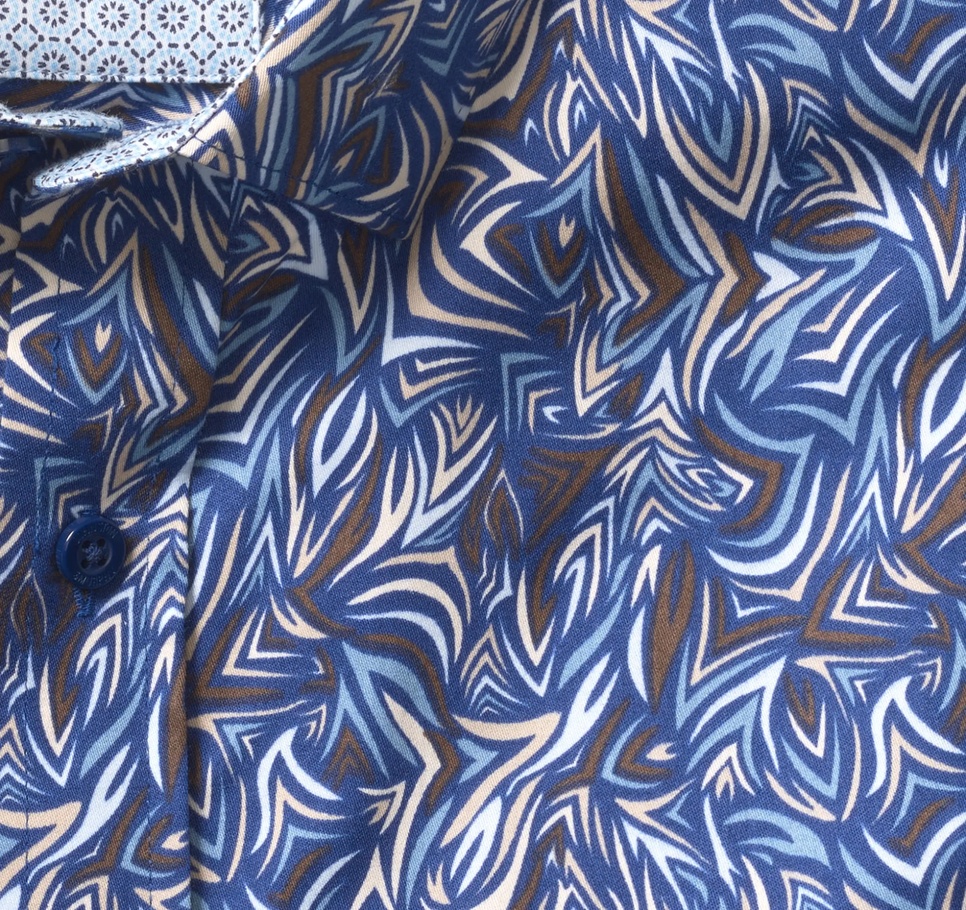 Shirts^Johnston & Murphy Printed Cotton Shirt Blue/BrownAbstractAngles