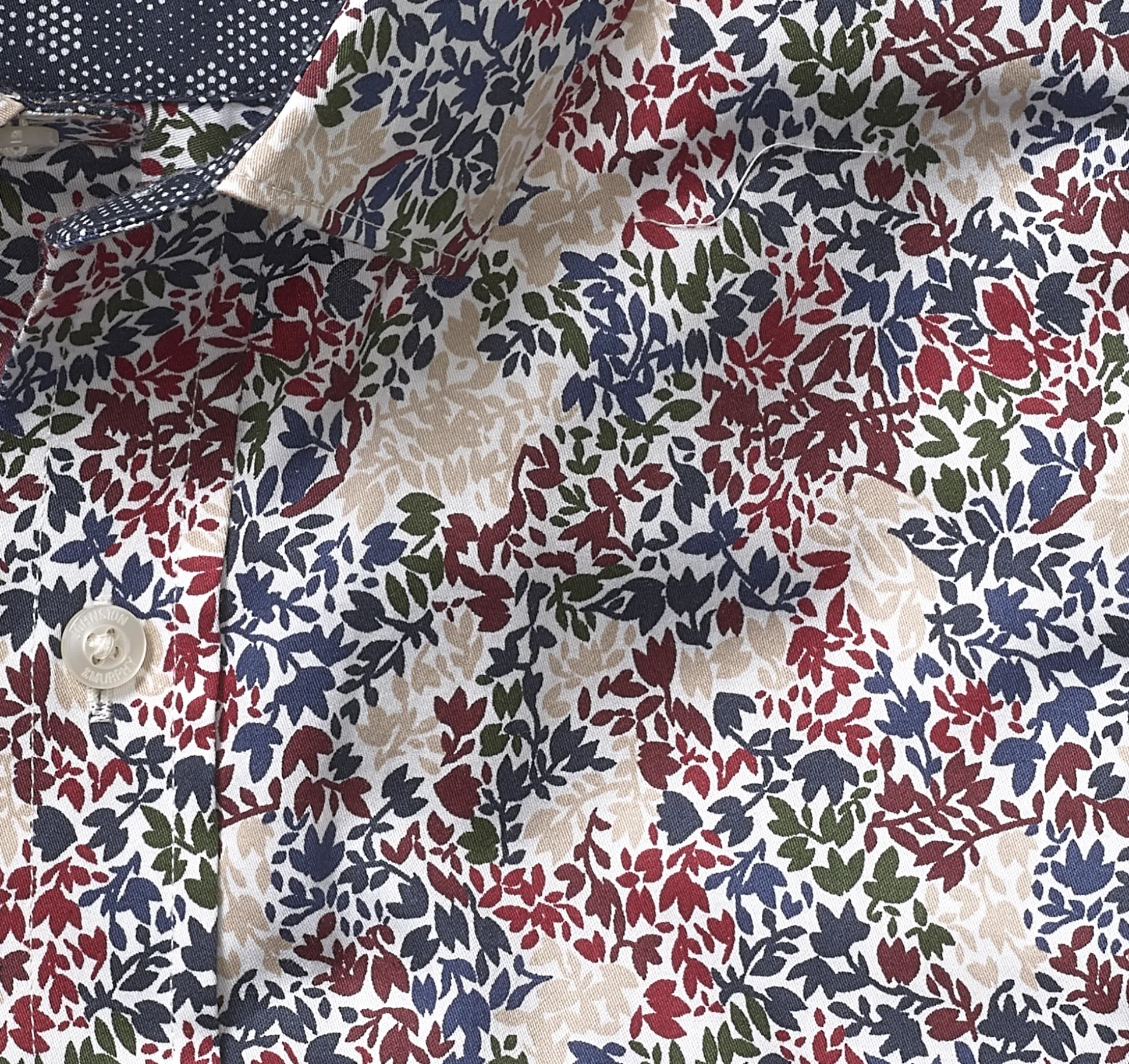 Shirts^Johnston & Murphy Printed Cotton Shirt BurgundyMultiVine