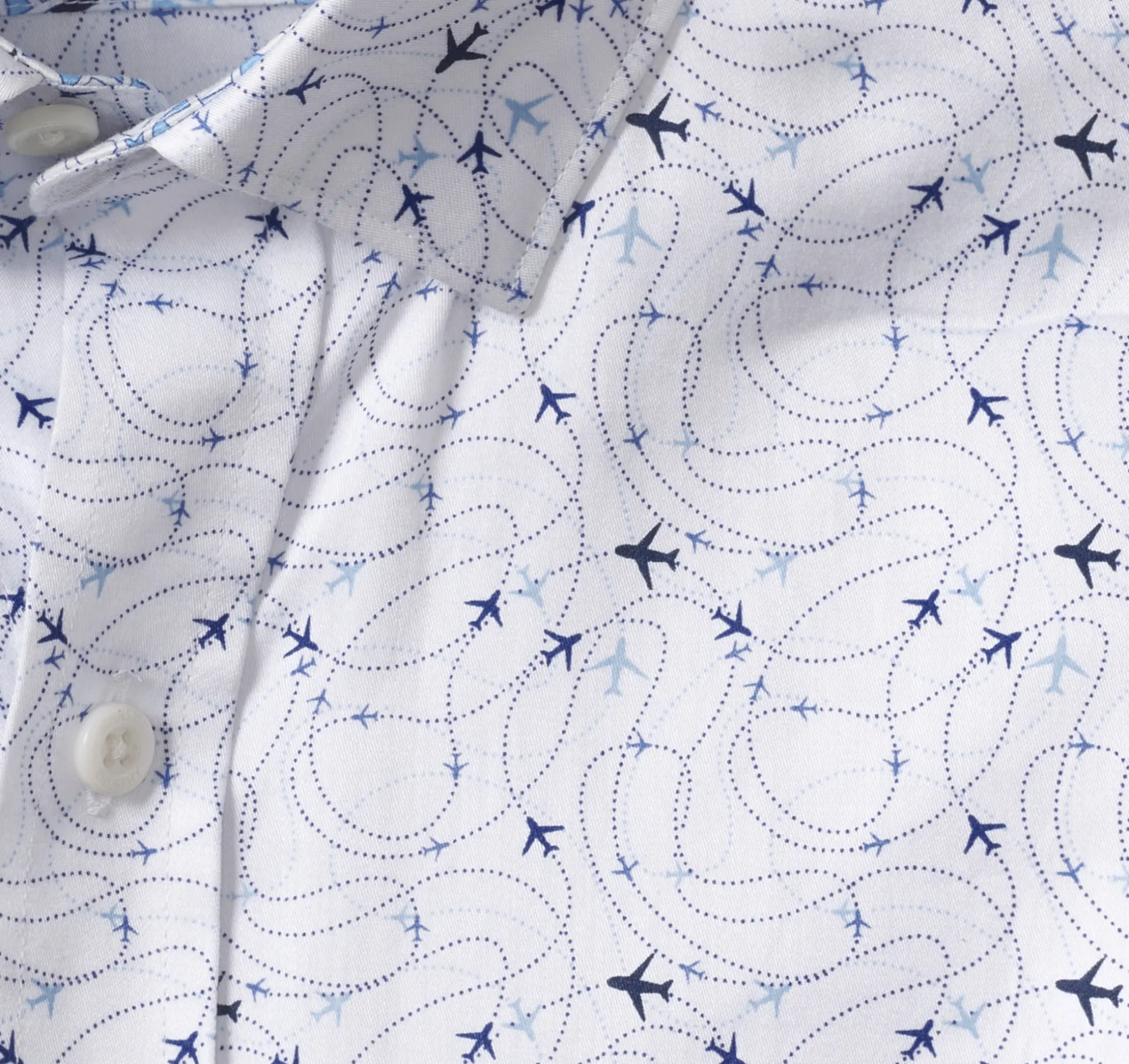 Shirts^Johnston & Murphy Printed Cotton Shirt WhiteAirplane