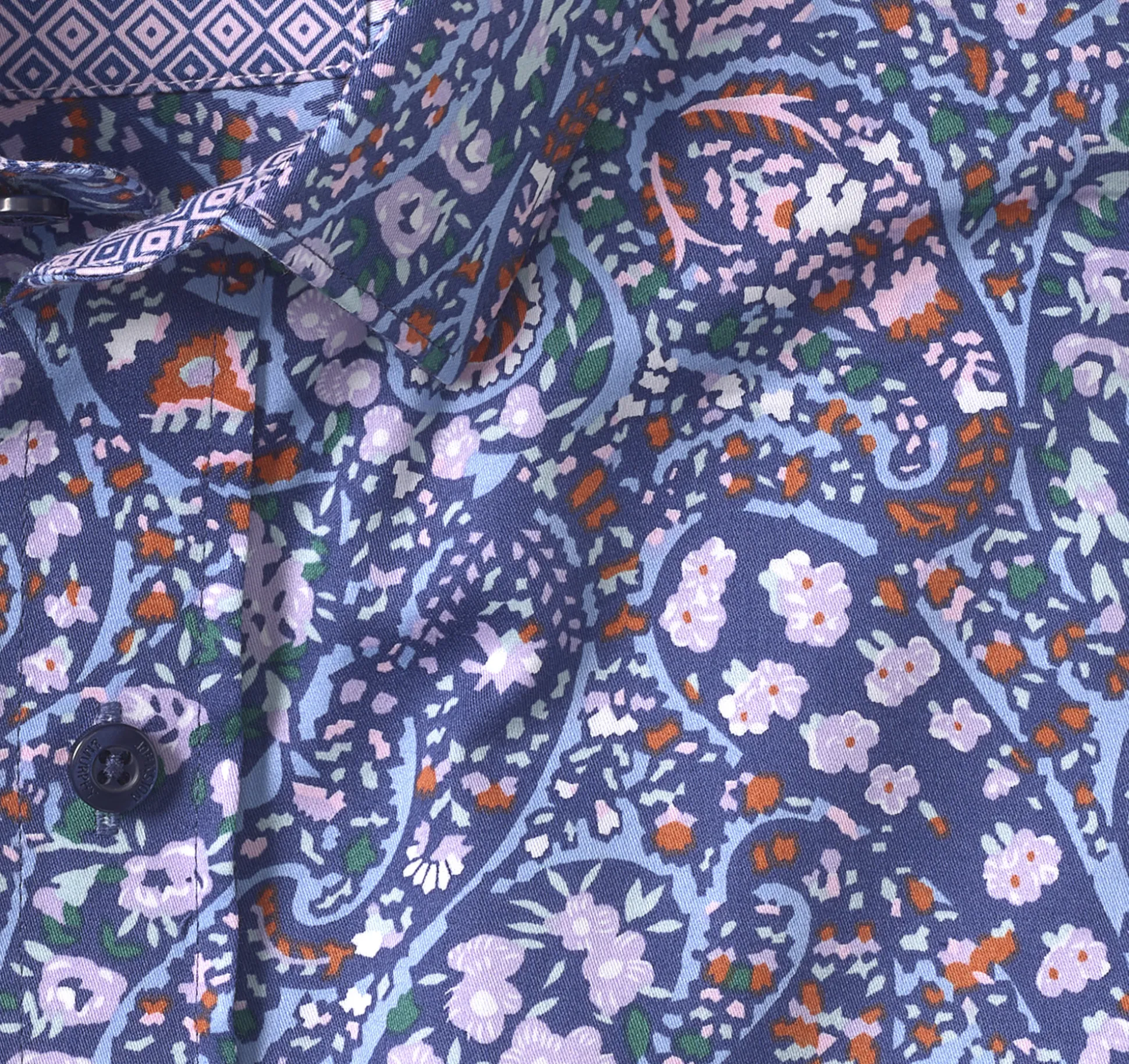 Shirts^Johnston & Murphy Printed Cotton Shirt NavyFloralPaisley