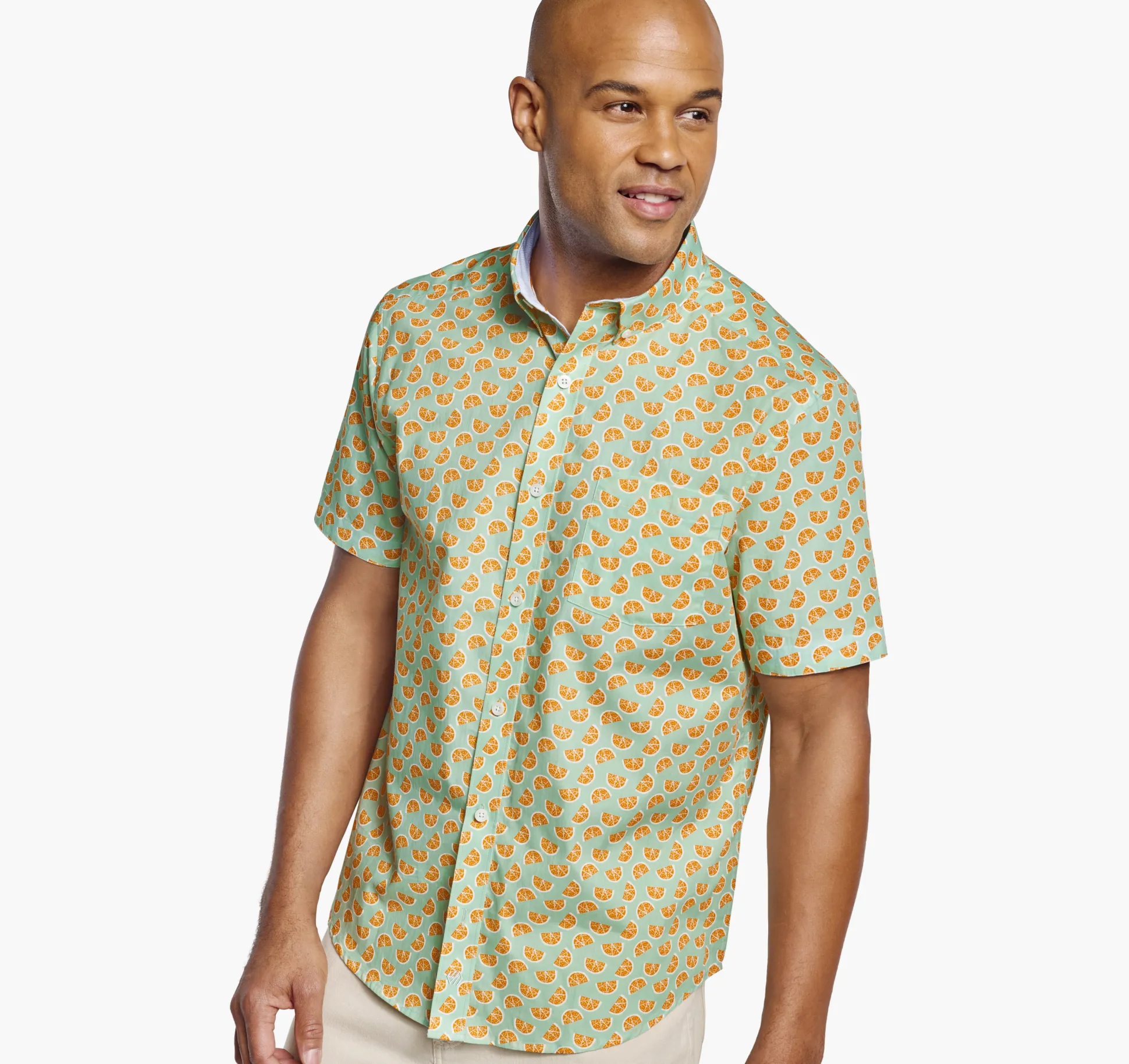 Short-sleeve Shirts^Johnston & Murphy Printed Cotton Short-Sleeve Shirt GreenCitrus