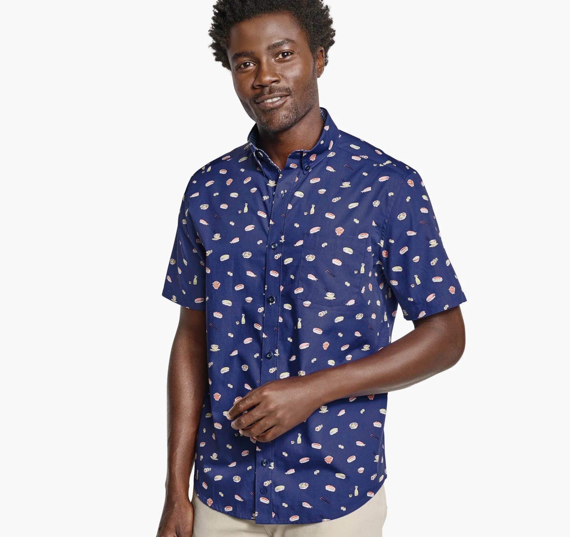 Short-sleeve Shirts^Johnston & Murphy Printed Cotton Short-Sleeve Shirt NavySushi