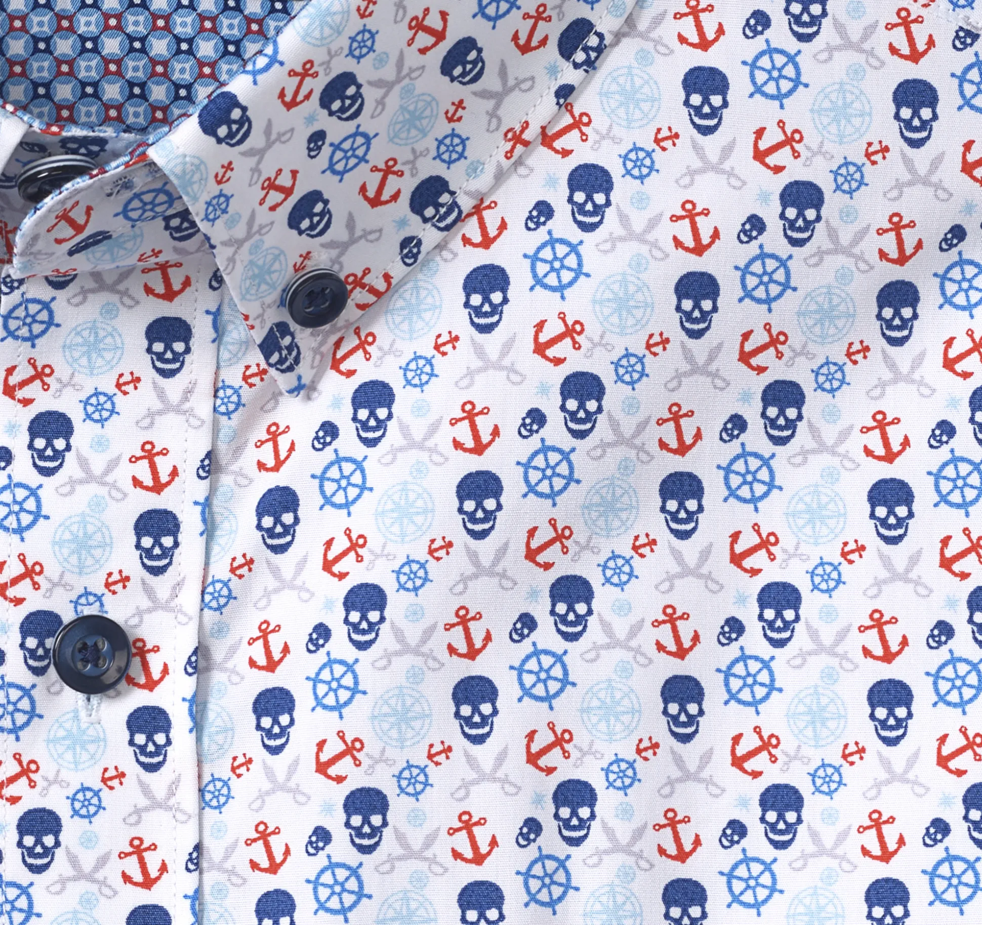 Short-sleeve Shirts^Johnston & Murphy Printed Cotton Short-Sleeve Shirt BluePirate