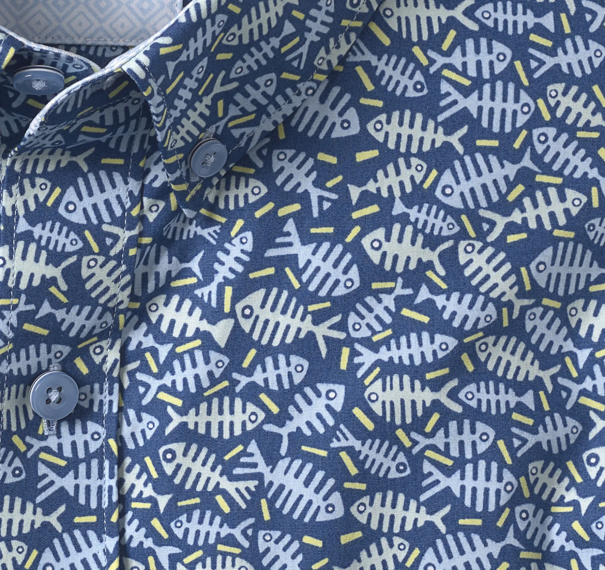 Short-sleeve Shirts^Johnston & Murphy Printed Cotton Short-Sleeve Shirt NavyFishbone