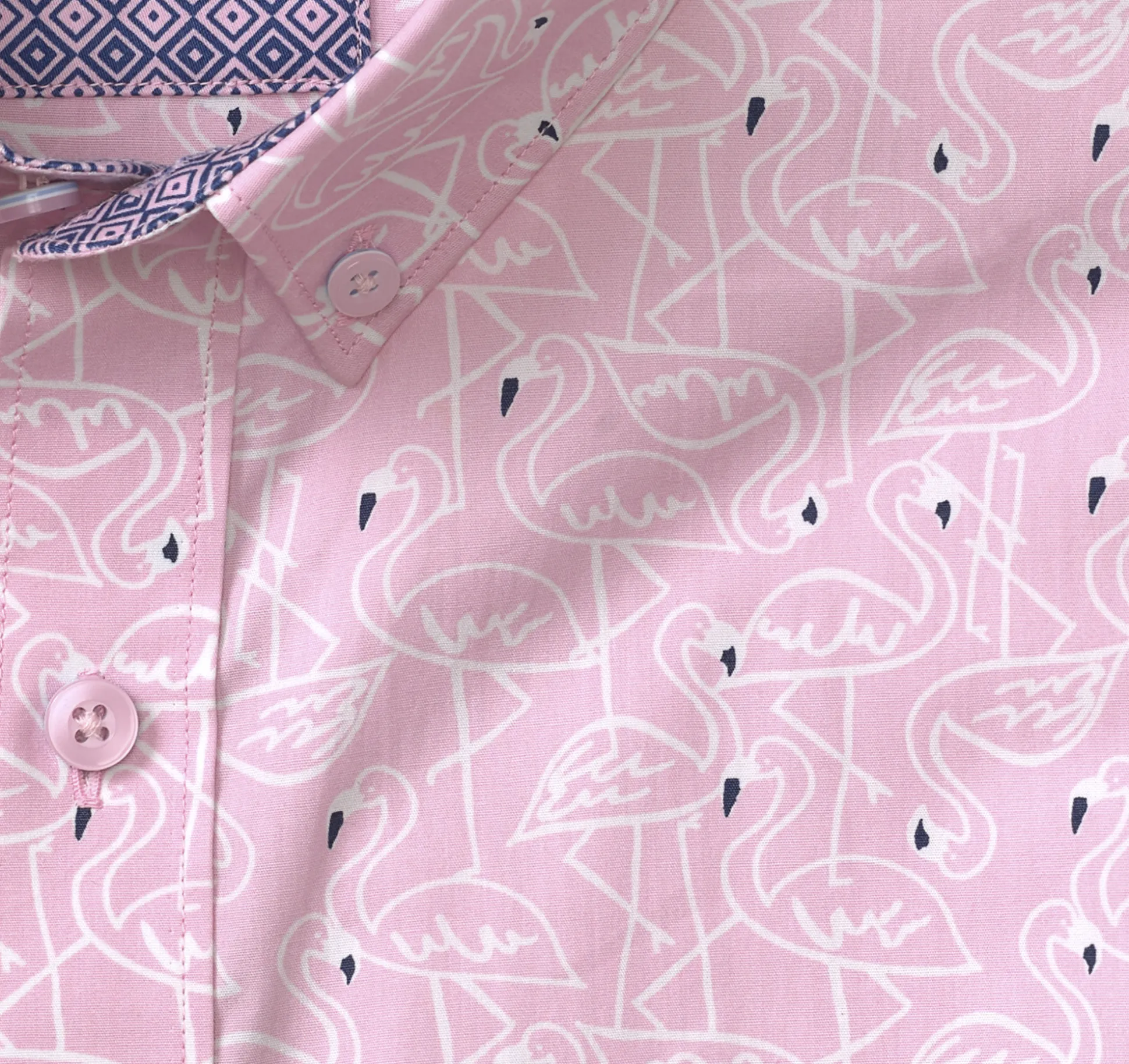 Short-sleeve Shirts^Johnston & Murphy Printed Cotton Short-Sleeve Shirt PinkFlamingo