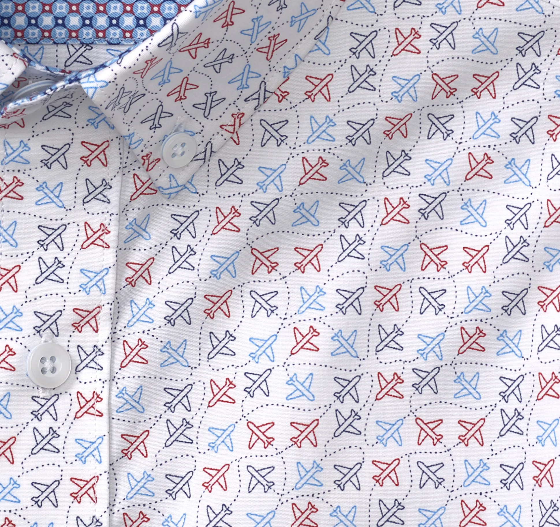 Short-sleeve Shirts^Johnston & Murphy Printed Cotton Short-Sleeve Shirt WhiteFlyingAirplane