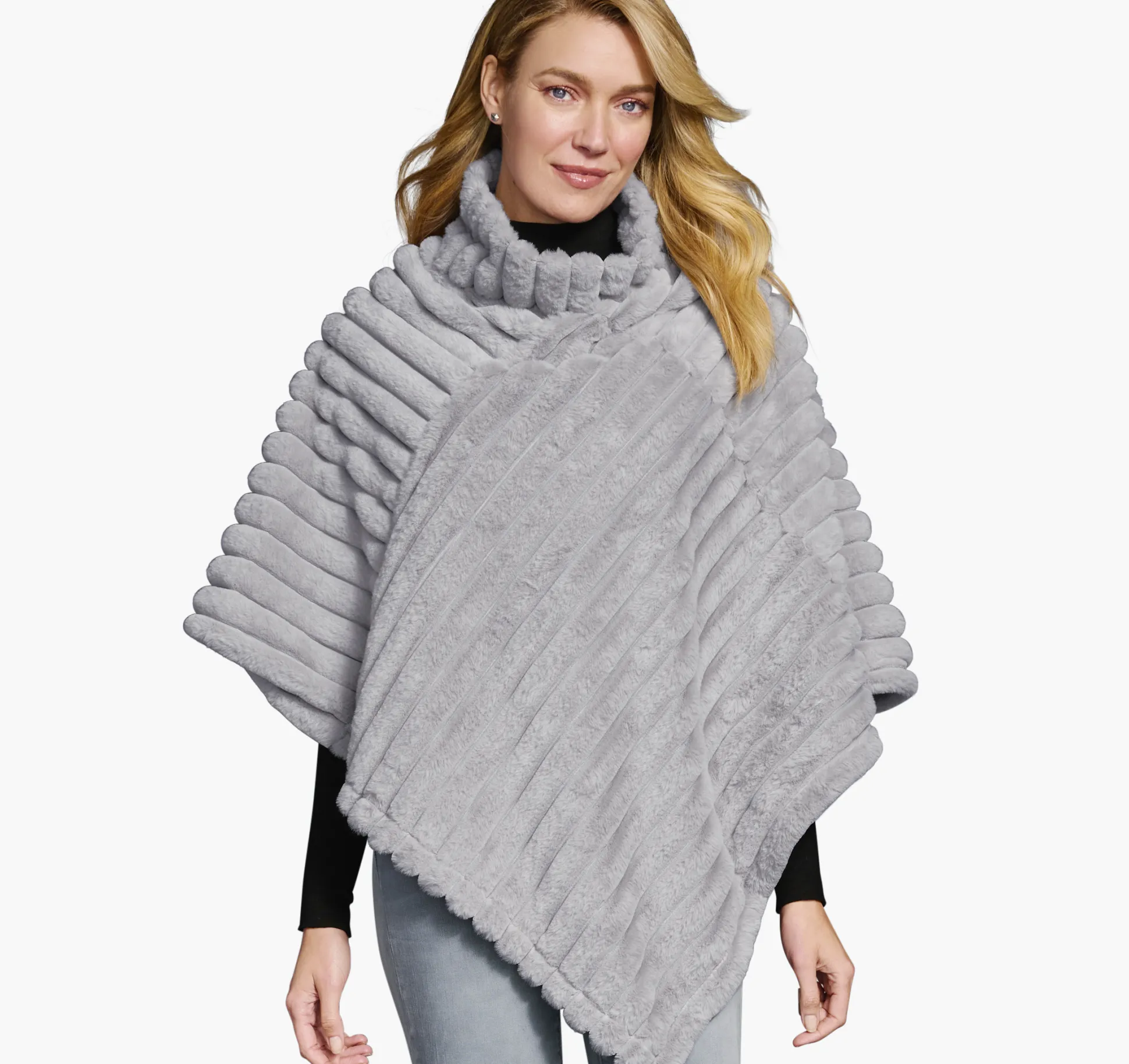Shirts, Sweaters & Blazers^Johnston & Murphy Reversible Faux-Fur Poncho Gray/GrayHeather