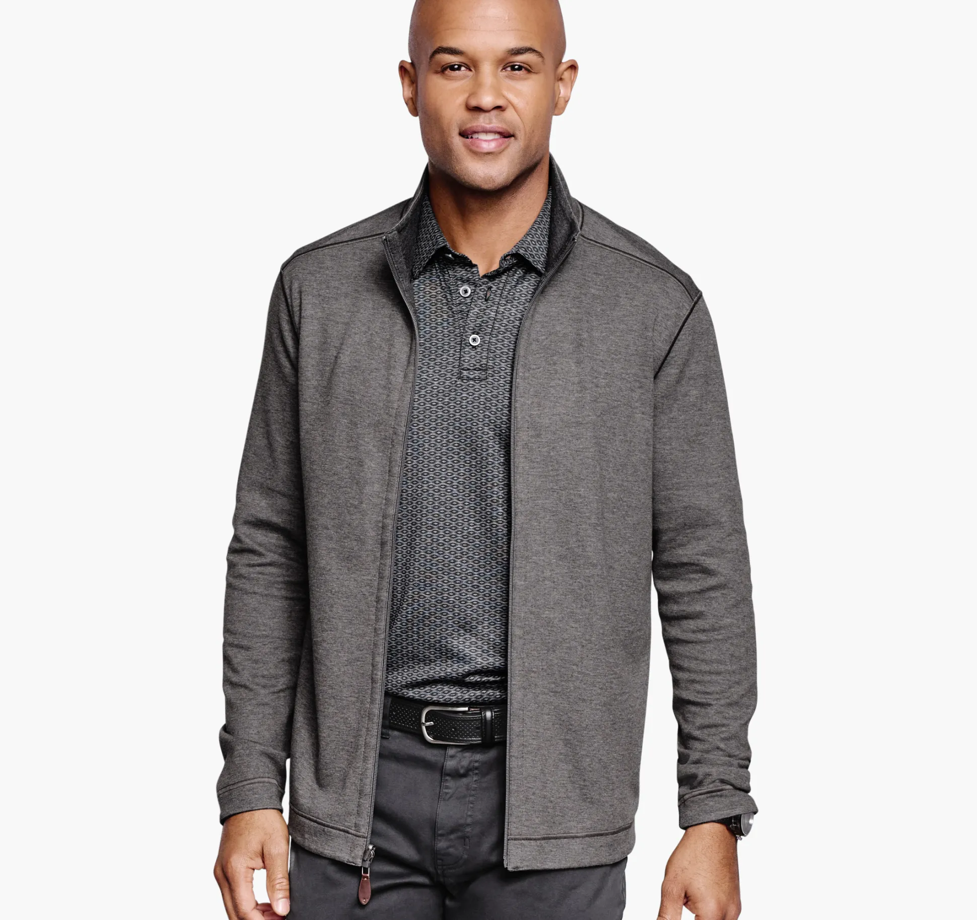 Sweaters & Knits^Johnston & Murphy Reversible Full-Zip Charcoal/Black
