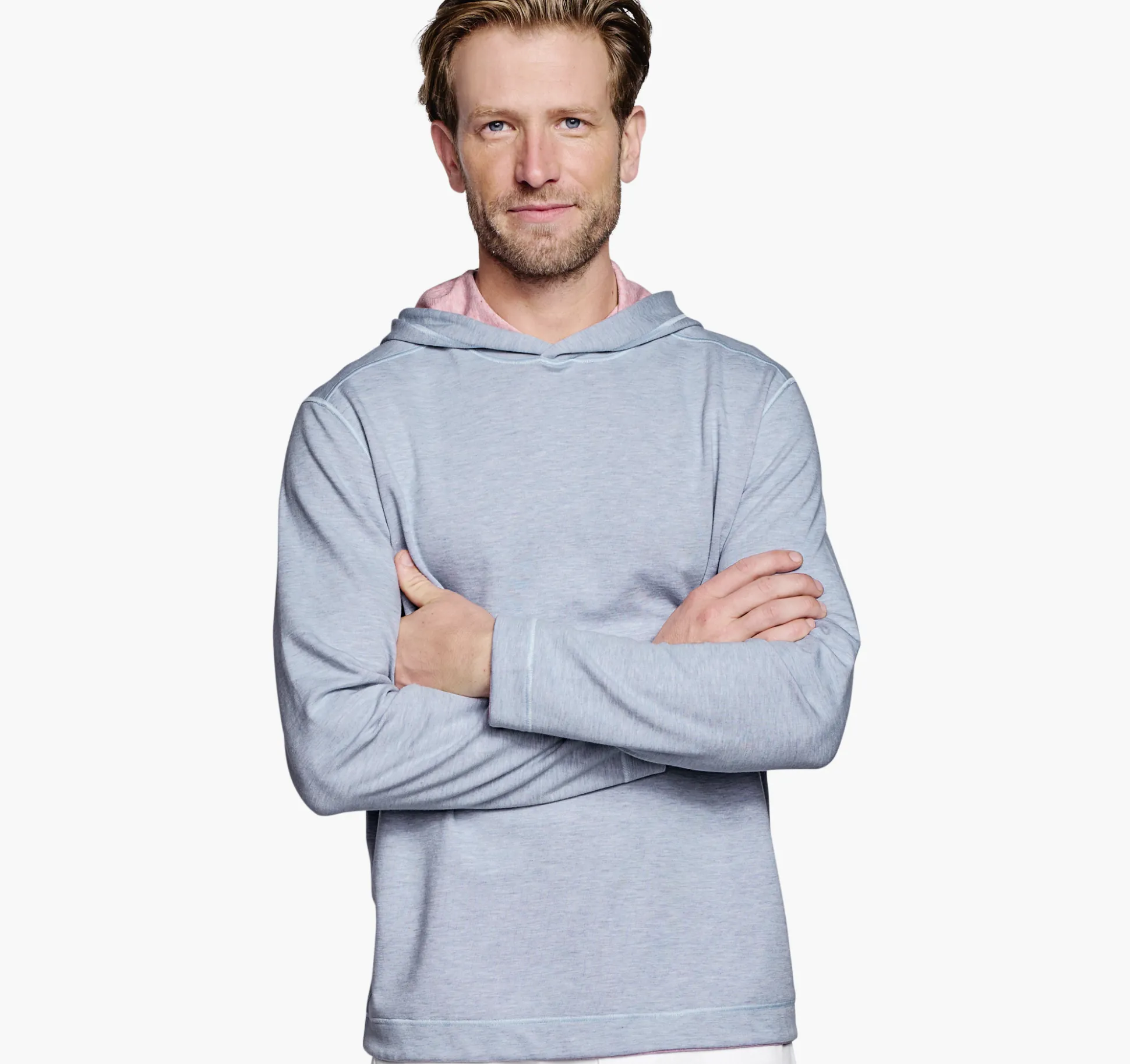Loungewear^Johnston & Murphy Reversible Knit Hoodie LightBlue/Pink