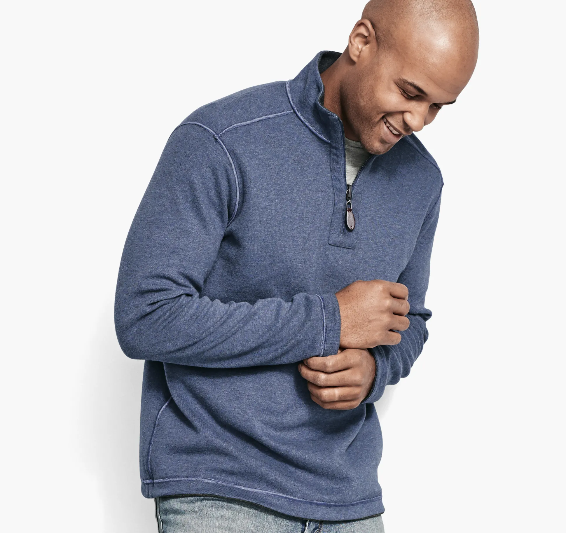 Sweaters & Knits^Johnston & Murphy Reversible Solid Quarter-Zip Blue/LightGray