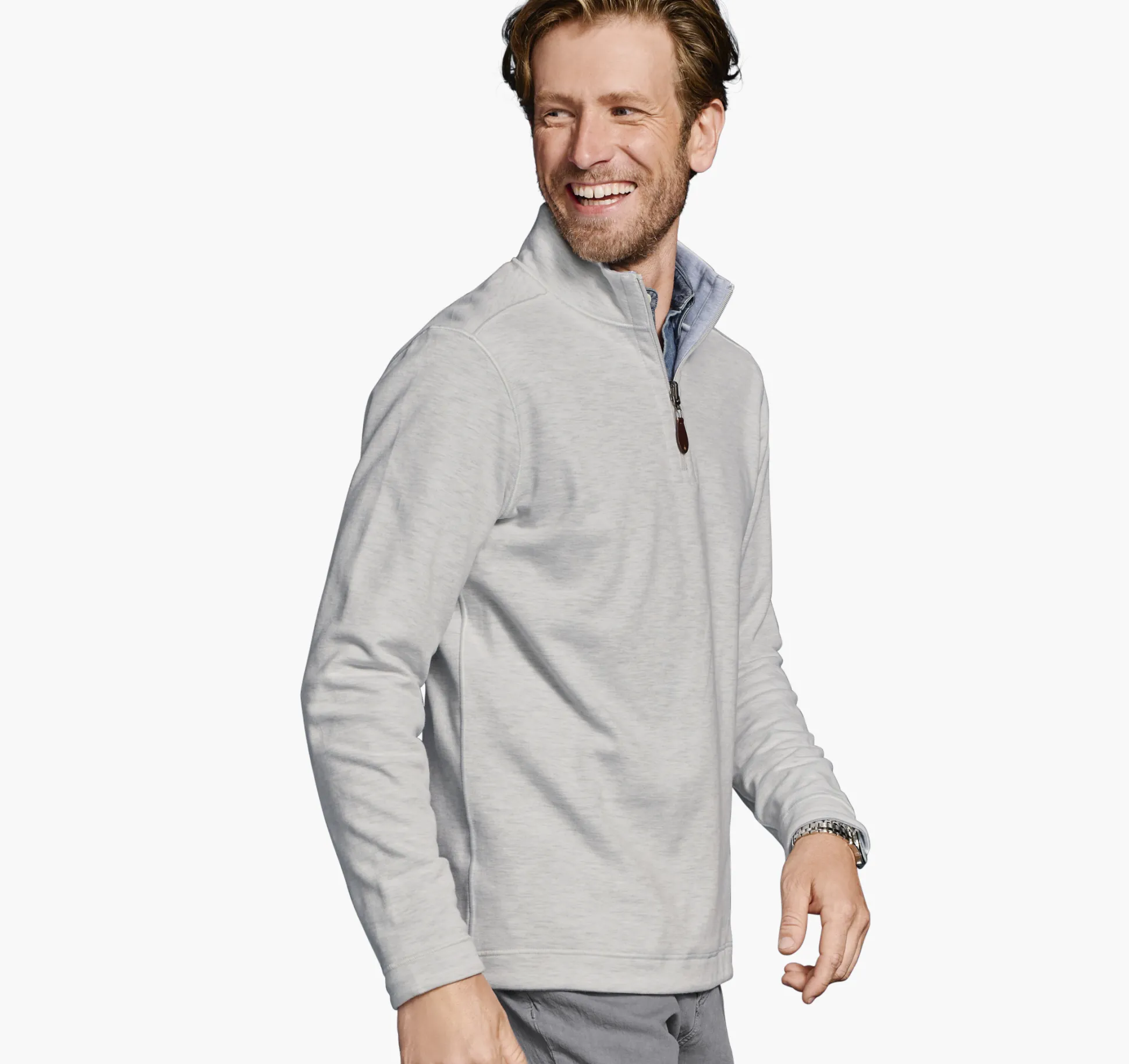 Sweaters & Knits^Johnston & Murphy Reversible Solid Quarter-Zip White/Storm