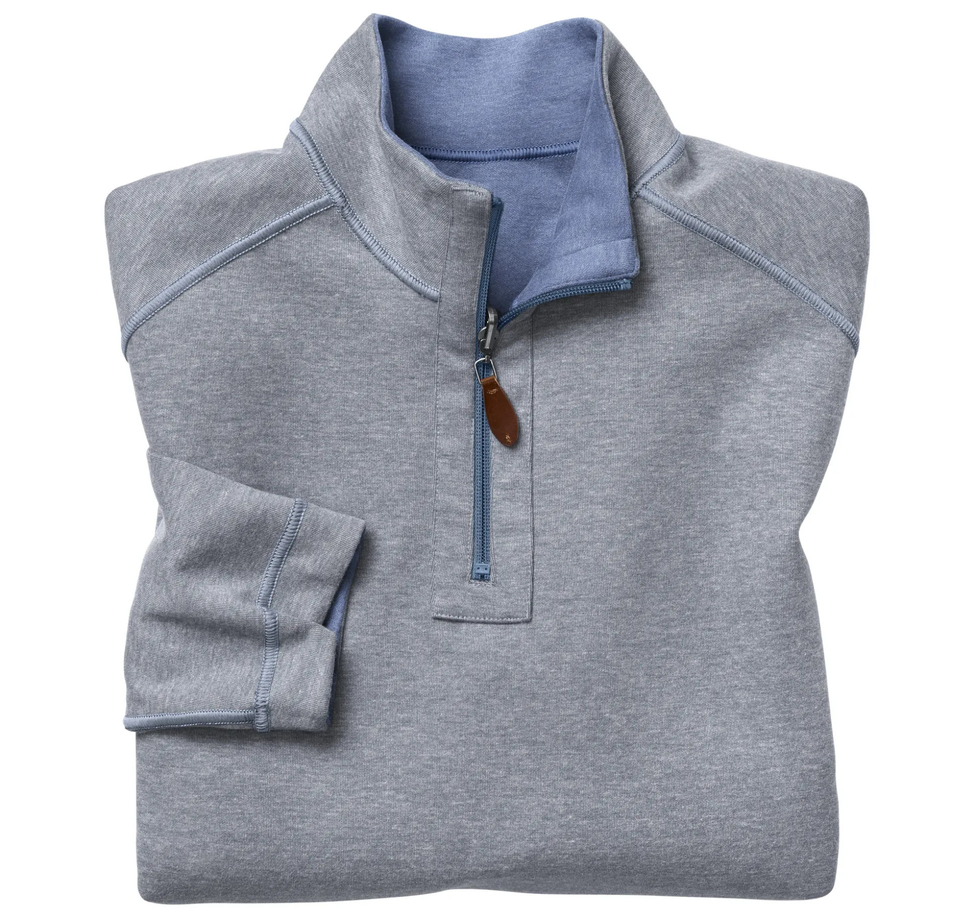 Sweaters & Knits^Johnston & Murphy Reversible Solid Quarter-Zip Blue/LightGray