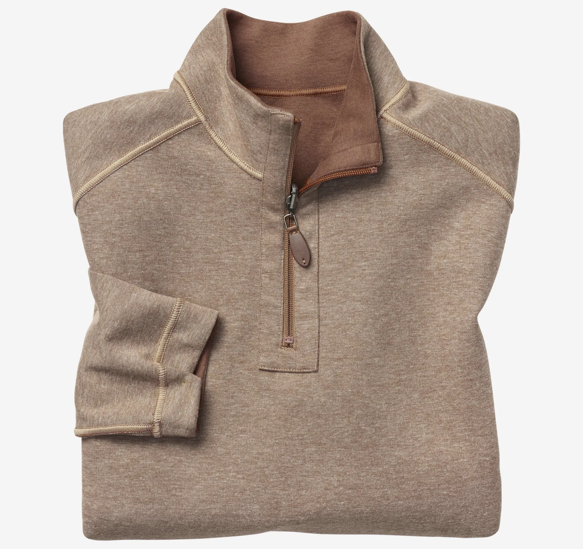 Sweaters & Knits^Johnston & Murphy Reversible Solid Quarter-Zip Rust/Oatmeal