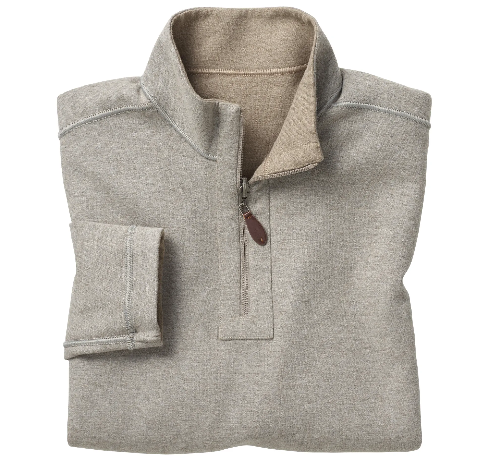 Sweaters & Knits^Johnston & Murphy Reversible Solid Quarter-Zip Oatmeal/LightGray