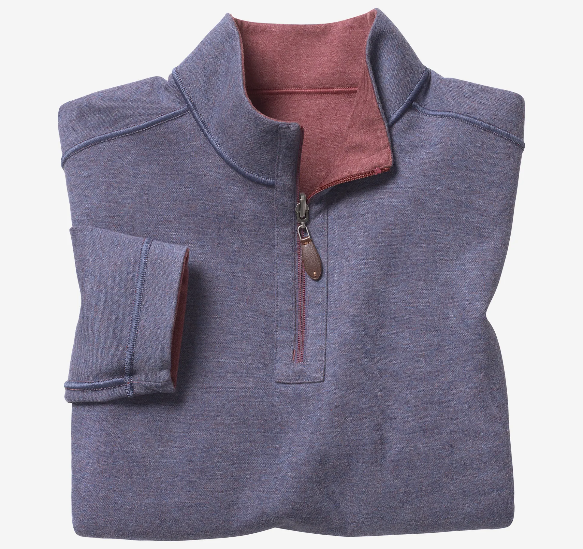 Sweaters & Knits^Johnston & Murphy Reversible Solid Quarter-Zip Berry/Blue