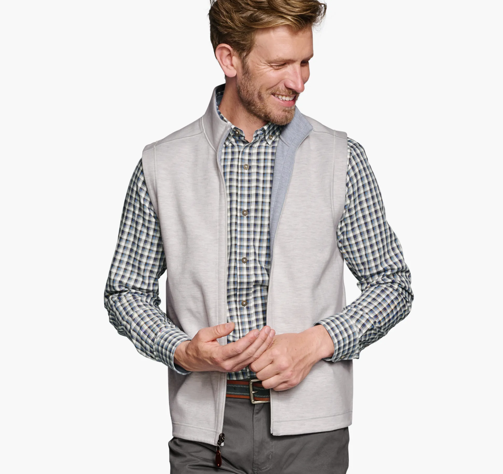 Coats, Jackets & Vests^Johnston & Murphy Reversible Solid Vest White/Grey