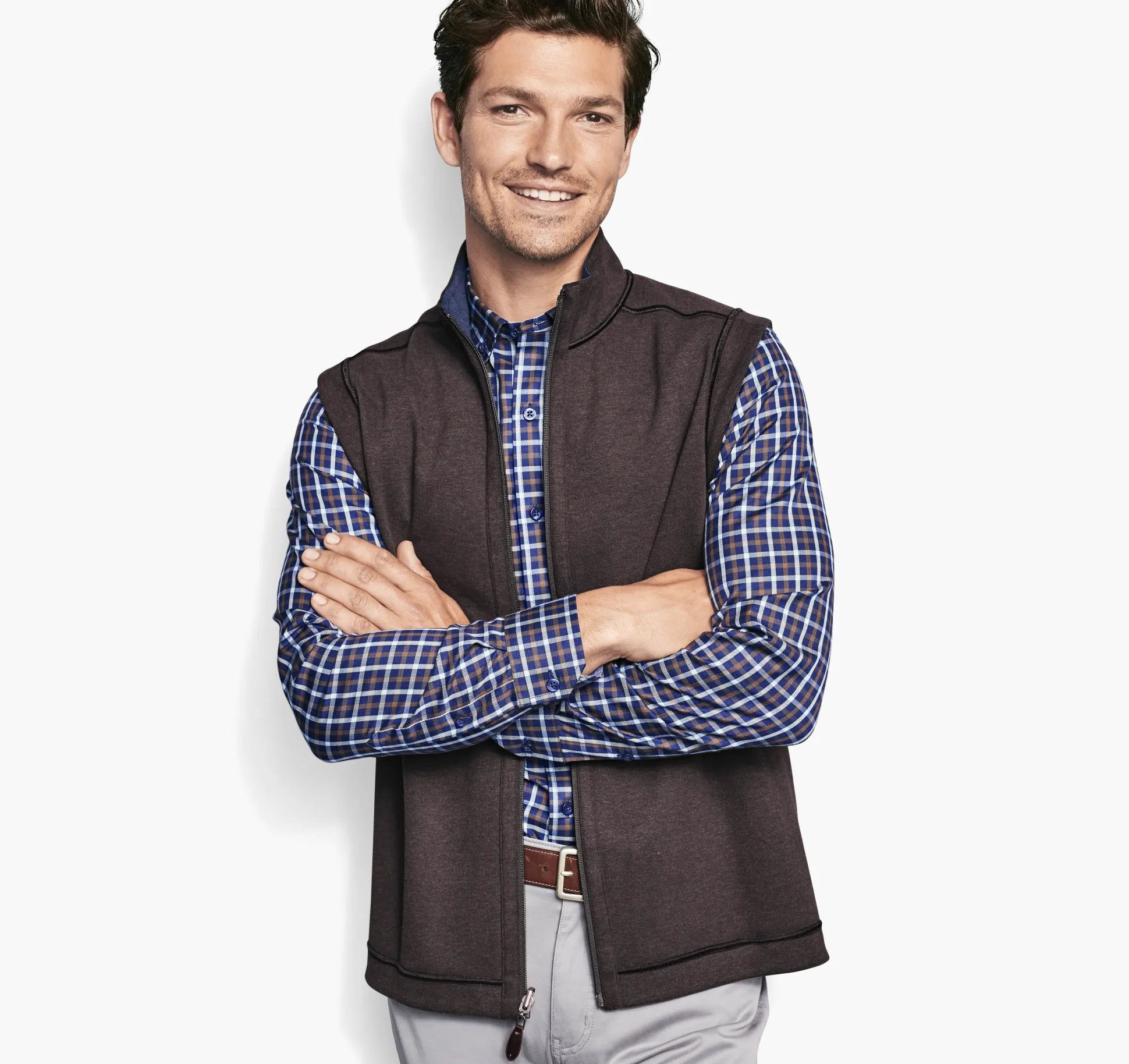 Coats, Jackets & Vests^Johnston & Murphy Reversible Solid Vest Brown/Navy