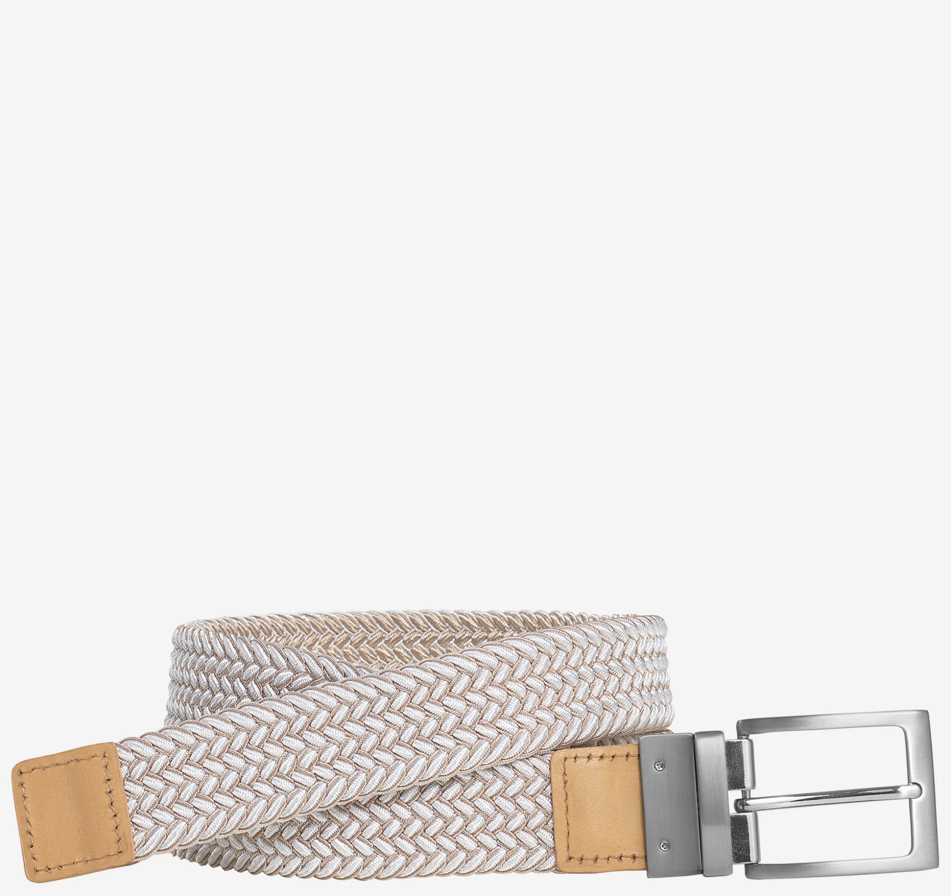 Belts^Johnston & Murphy Reversible Stretch-Woven Belt DarkTaupe/White