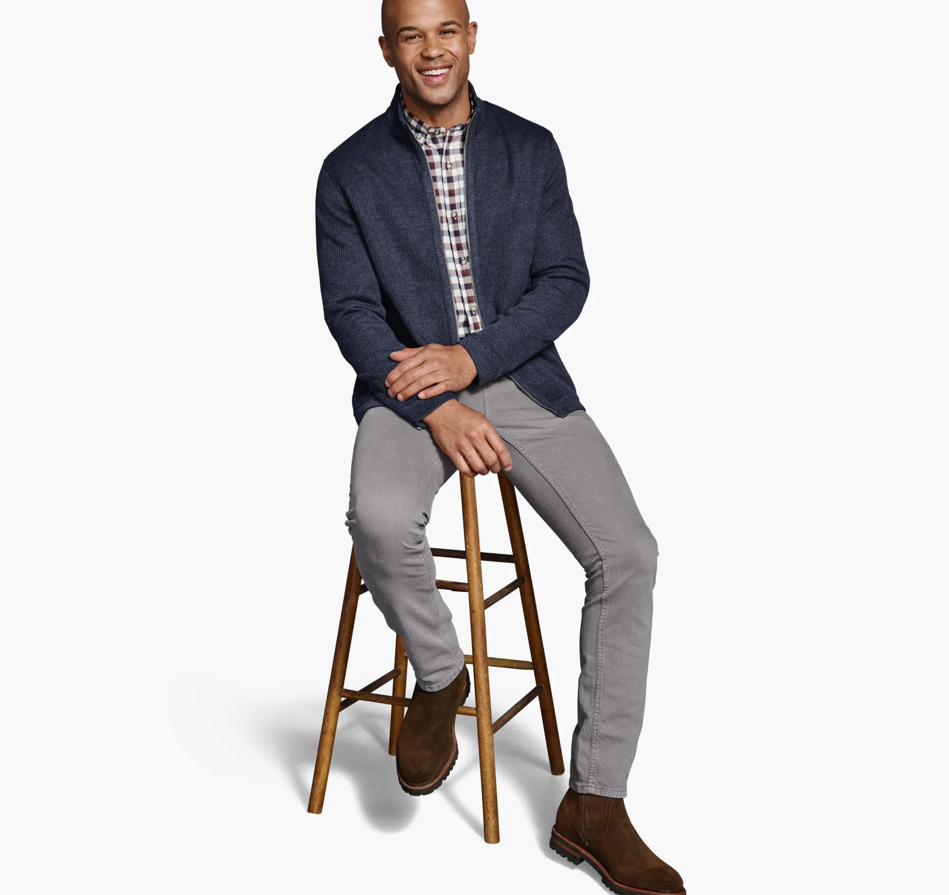 Sweaters & Knits^Johnston & Murphy Ribbed Full Zip Sweater Navy