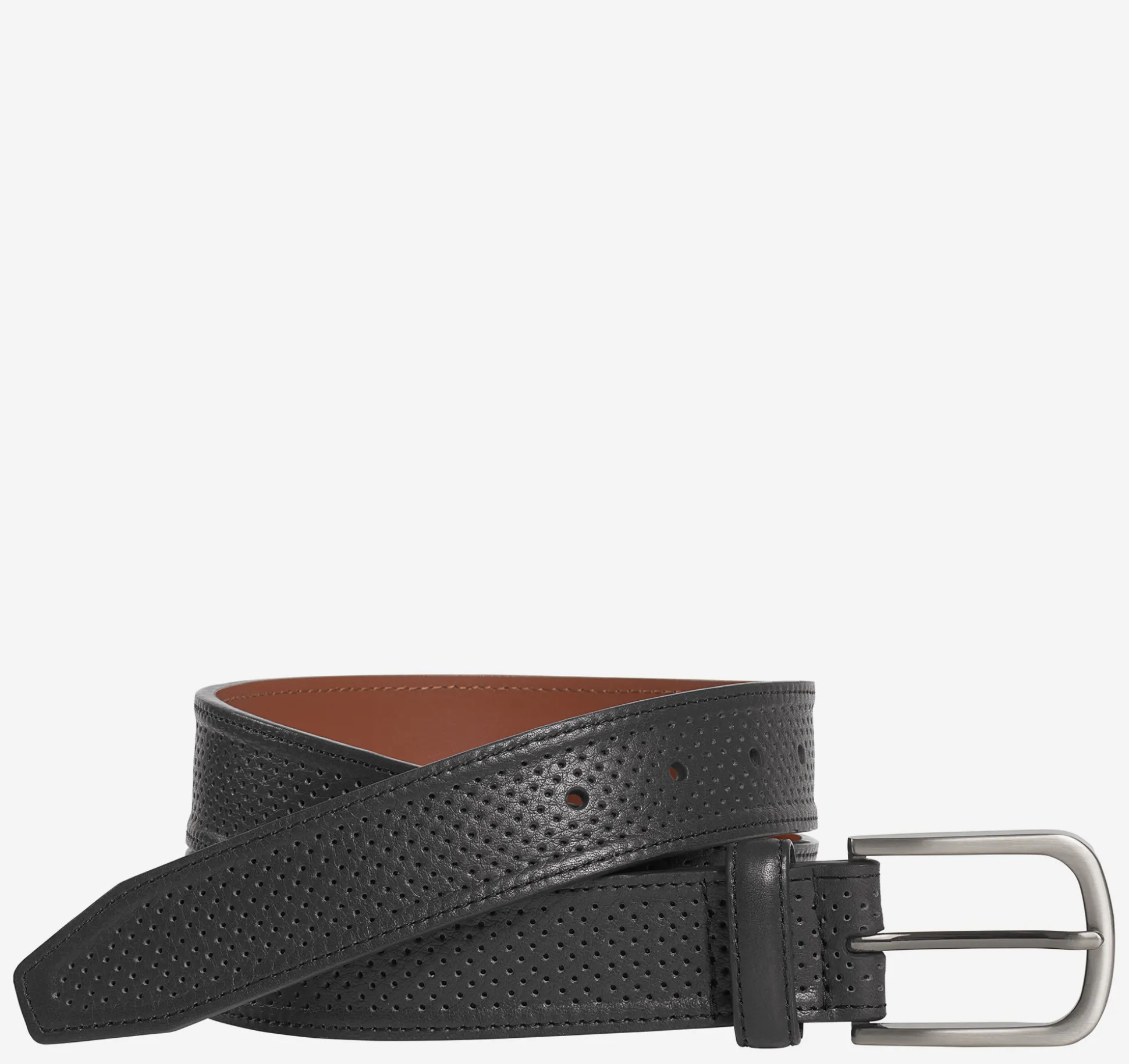 Belts^Johnston & Murphy Soft Perforated Leather Belt Black