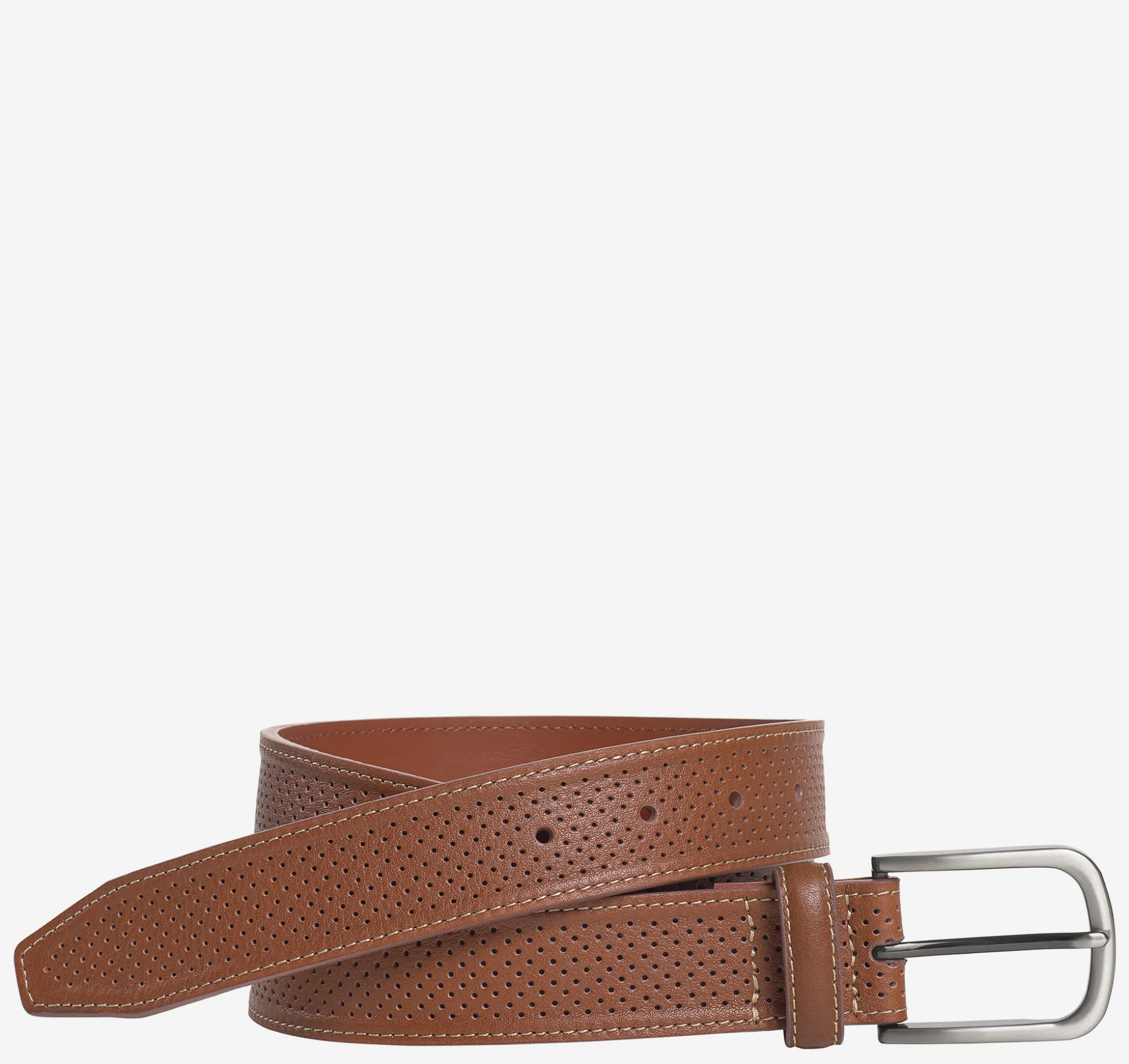 Belts^Johnston & Murphy Soft Perforated Leather Belt Tan